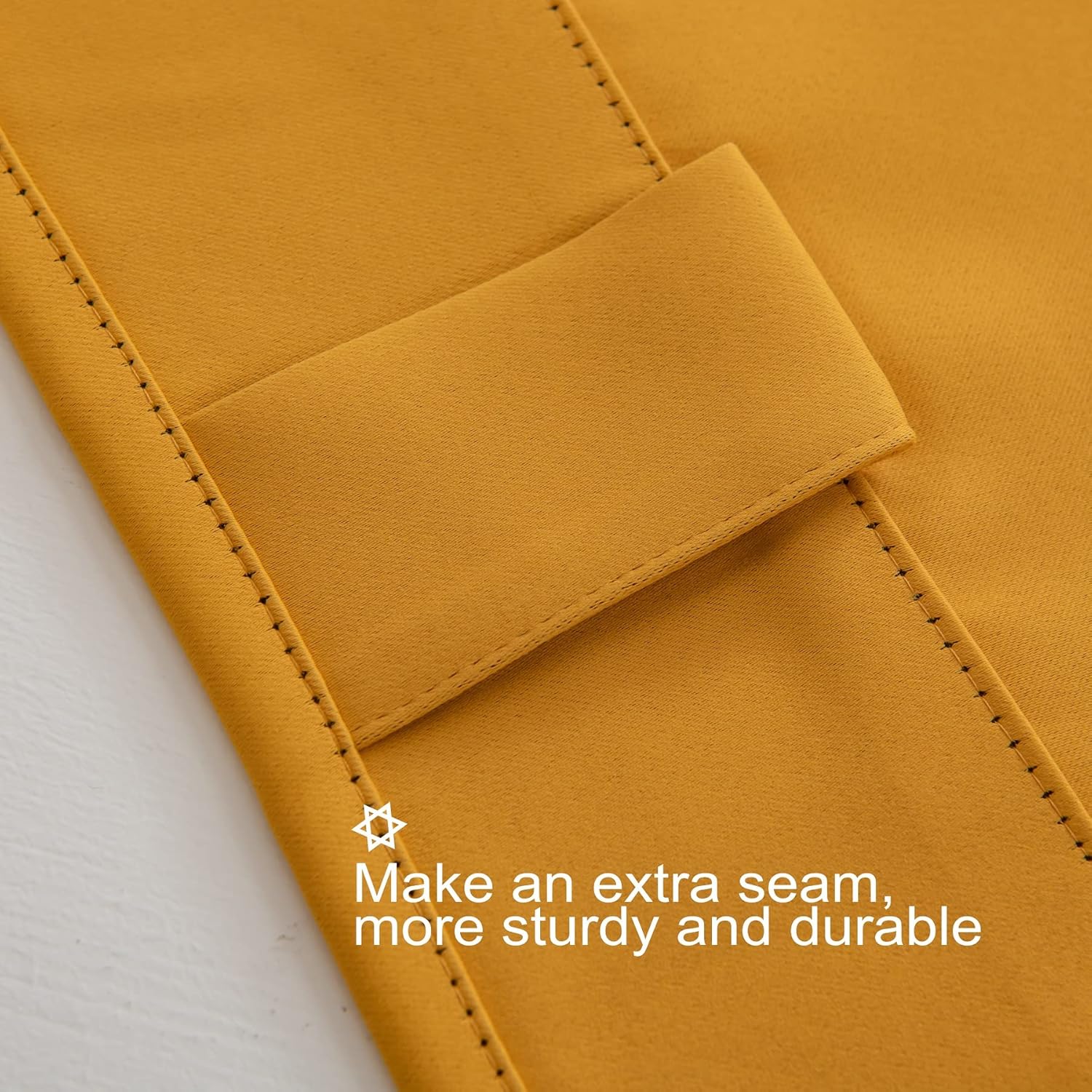 Pickluc Blackout Curtains 96 Inches Long 2 Panels, Black Out Drapes for Bedroom or Living Room, Back Tab and Rod Pocket Top, Set of Two, Mustard Yellow, 52" Wide and 96" Length.