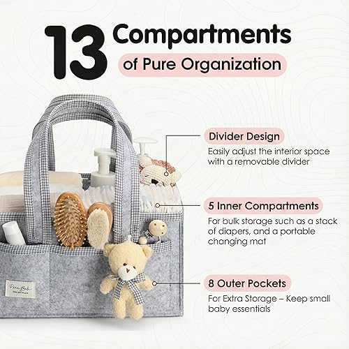 Miniatura 2 de Organizador de pañales PeraBella con asa, bolsa de regalo para baby shower, artículos imprescindibles para la búsqueda de registro, organizador