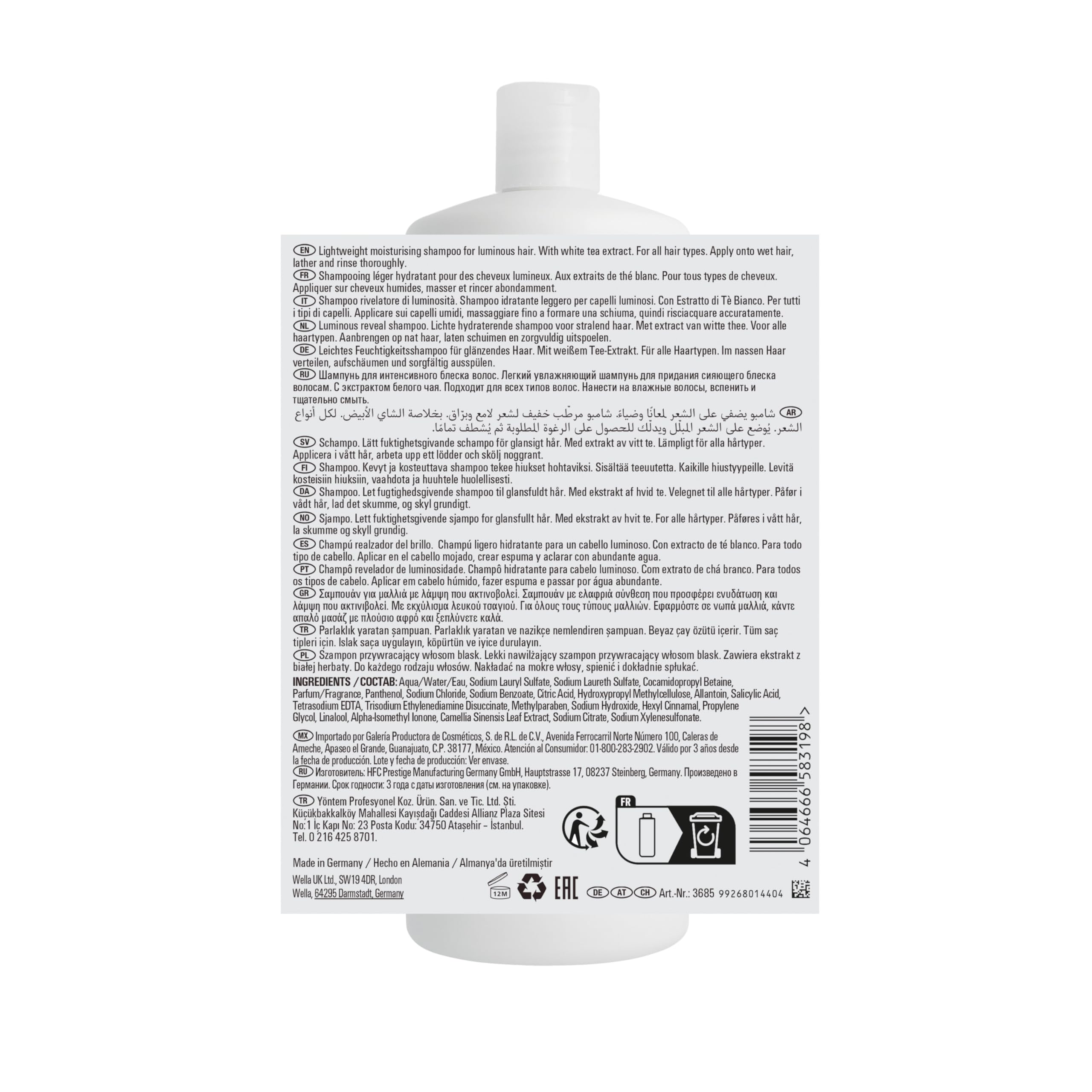Wella Professionals OIL REFLECTIONS Champú Realzador de Brillo y suavidad - Aceite de Camelia y Extracto de Té Blanco, 1L