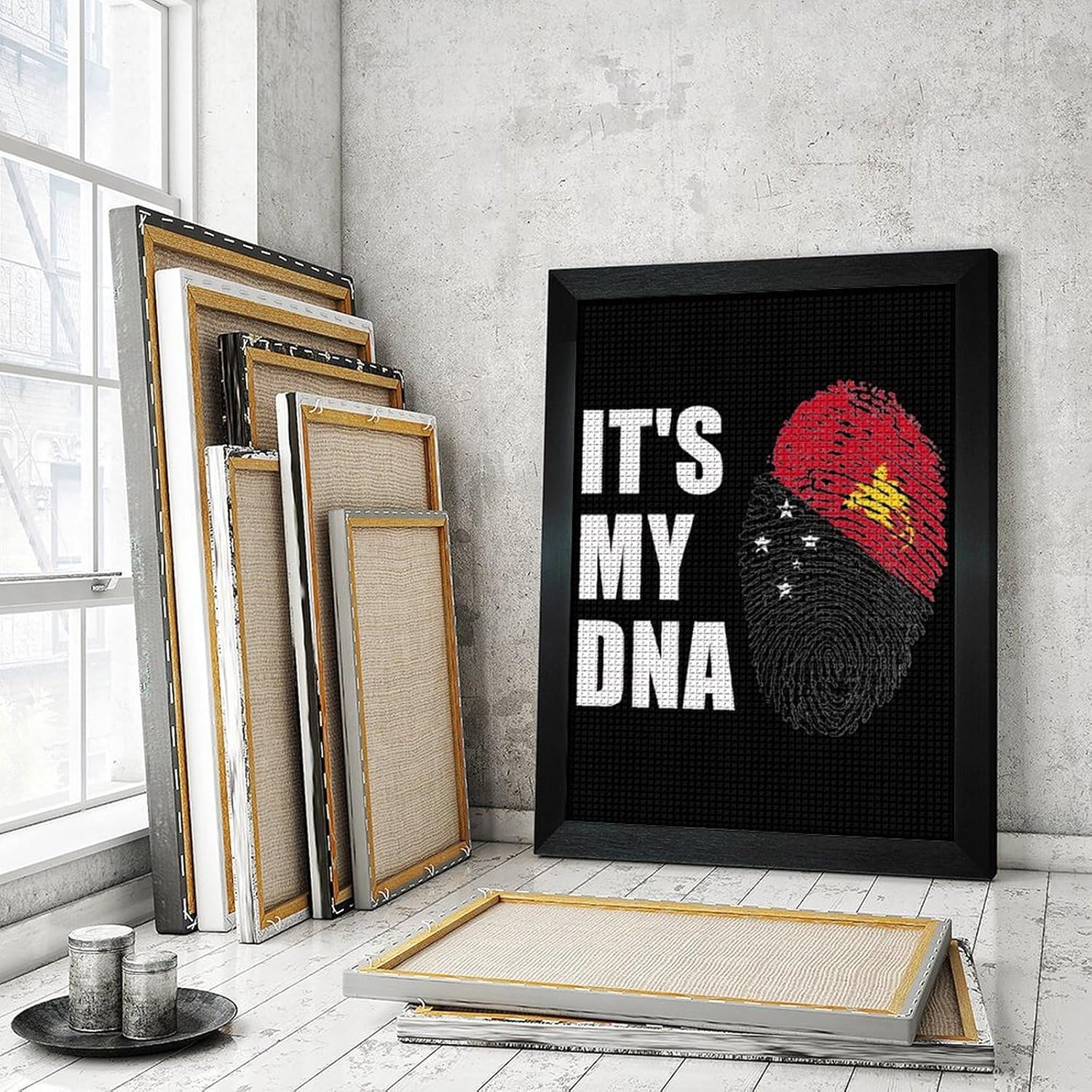 Papua New Guinea It's My DNA Diamond 5D Painting Kits with Frame DIY Full Round Drill Gem Art Crafts for Home Wall Decor 16 X 20in Blackwood 40 * 50cm