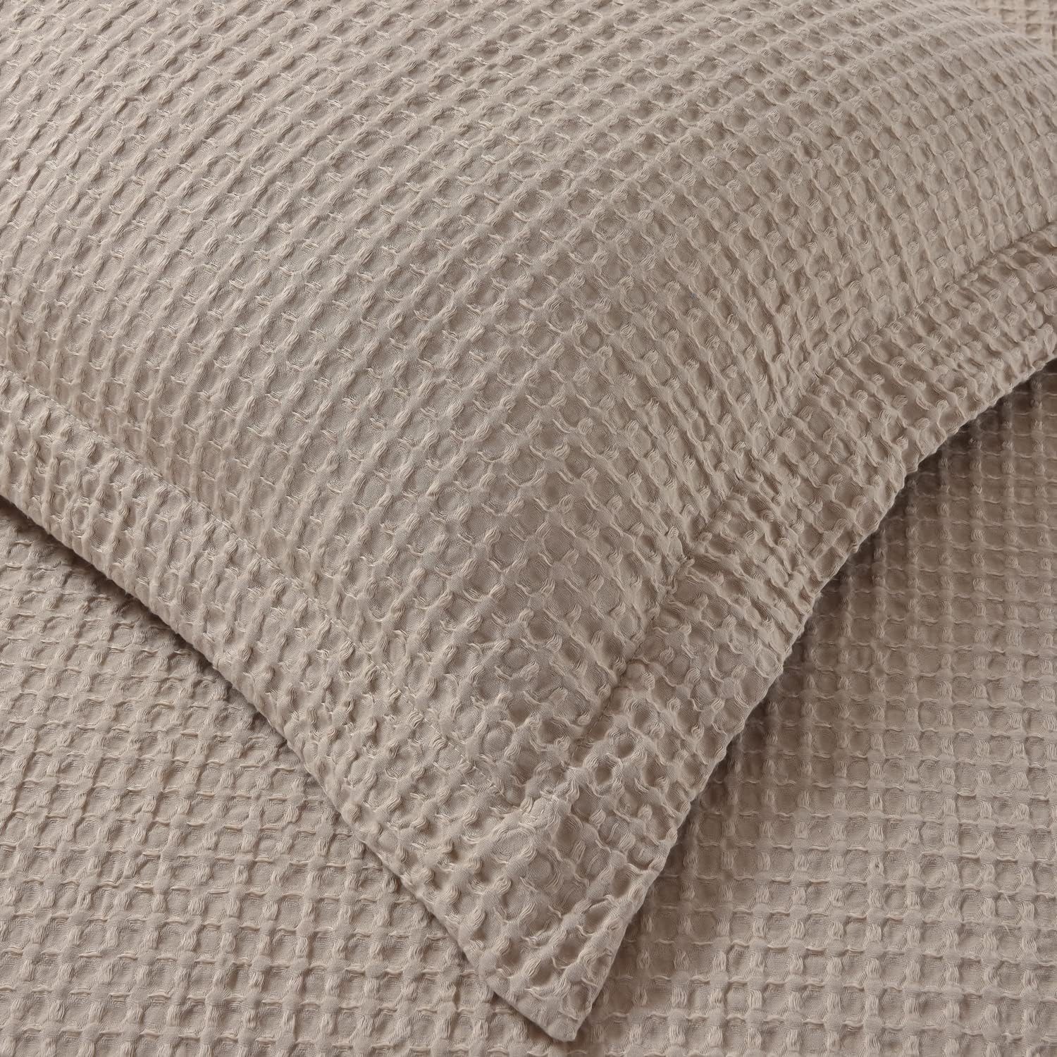 Chezmoi Collection Wilmer 3-Piece Waffle Weave Comforter Set - Soft and Cozy All Season Bedding Set, Queen, Ivory Cream