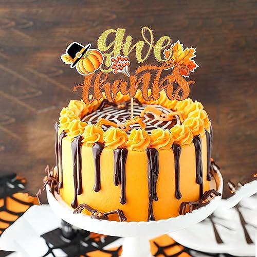 Miniatura 3 de Ercadio 1 paquete de decoración para tartas con purpurina para otoño, cosecha de otoño, decoración de pasteles de Acción de Gracias para fiesta de