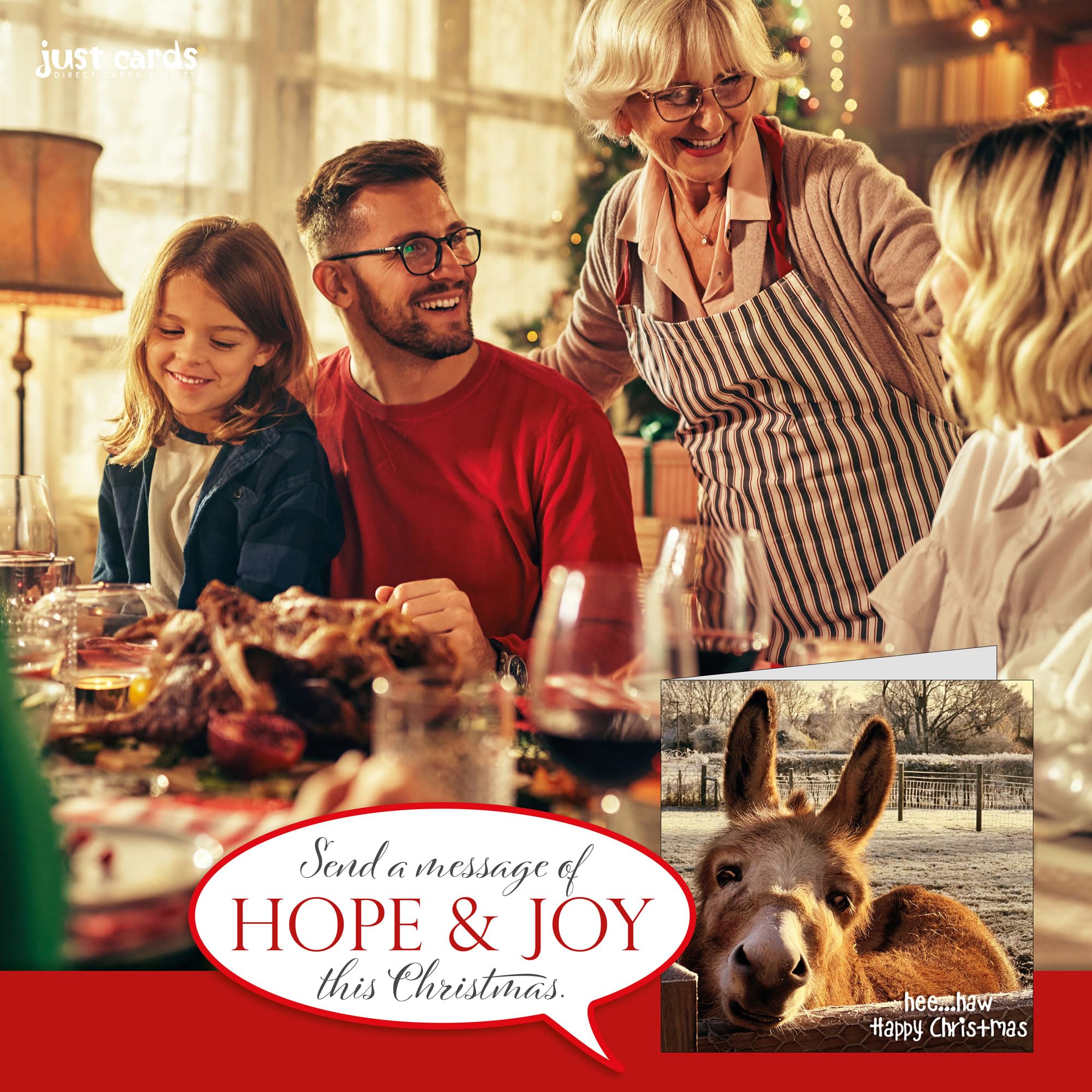 Just Cards Direct - Confezione di 10 biglietti di Natale 2024 con 10 buste bianche, disegnati, stampati e confezionati a mano nel Regno Unito