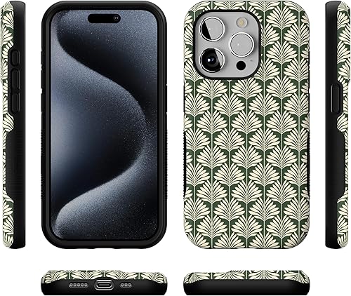Vista 1035 de Casely Funda para iPhone 15 Pro Jardín Secreto Flores mixtas Funda atrevida Compatible con MagSafe y botón de acción Jardín Secreto Floral