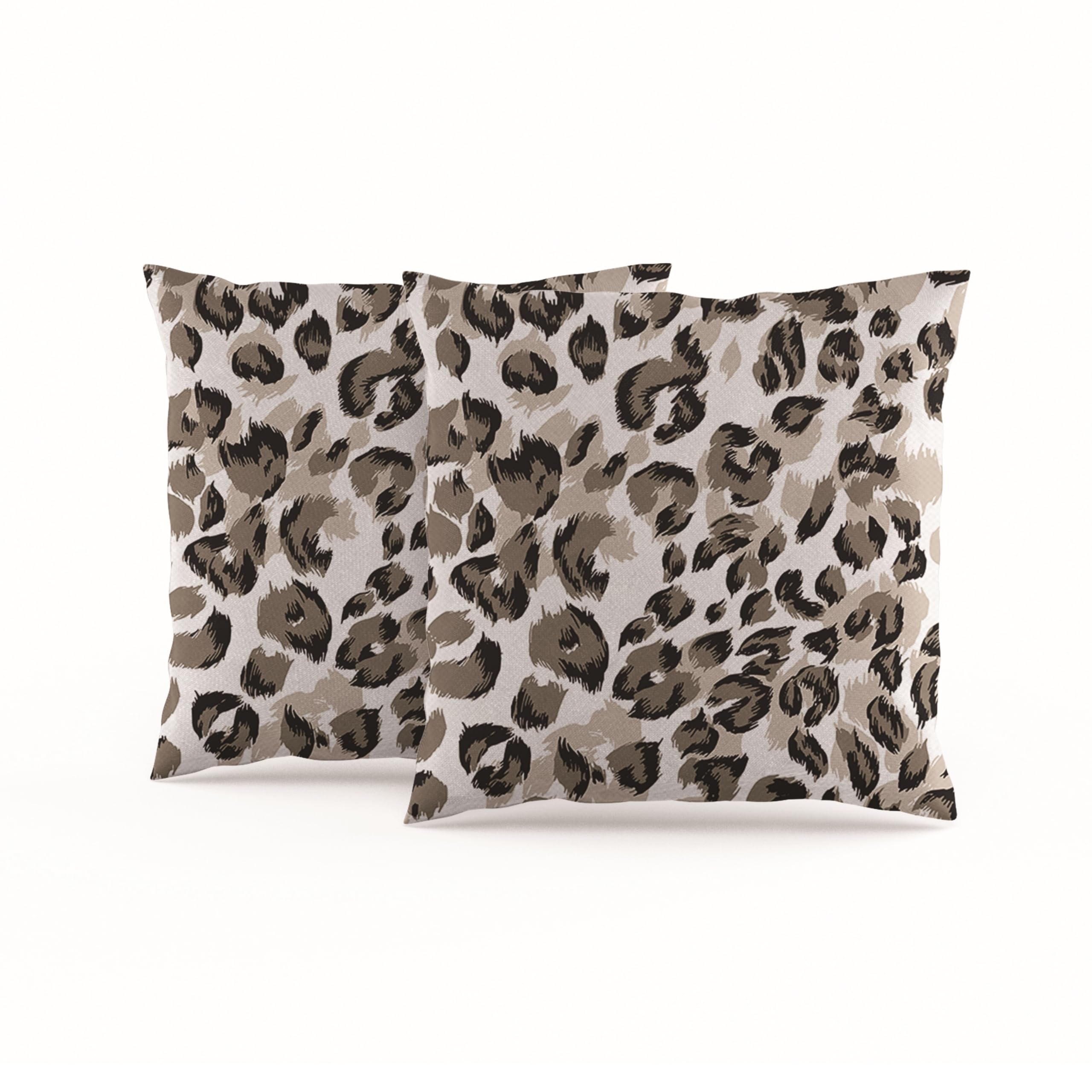 Housses de coussin imprimé léopard gris et blanc 51x51cm lot de 2