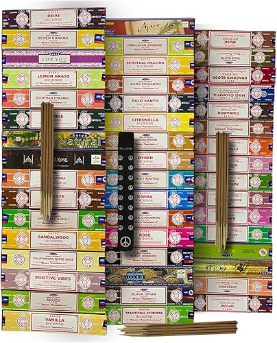 Vista 15 de Satya - Paquete surtido de varillas de incienso #1 y soporte para varillas de incienso con 6 fragancias de la serie natural