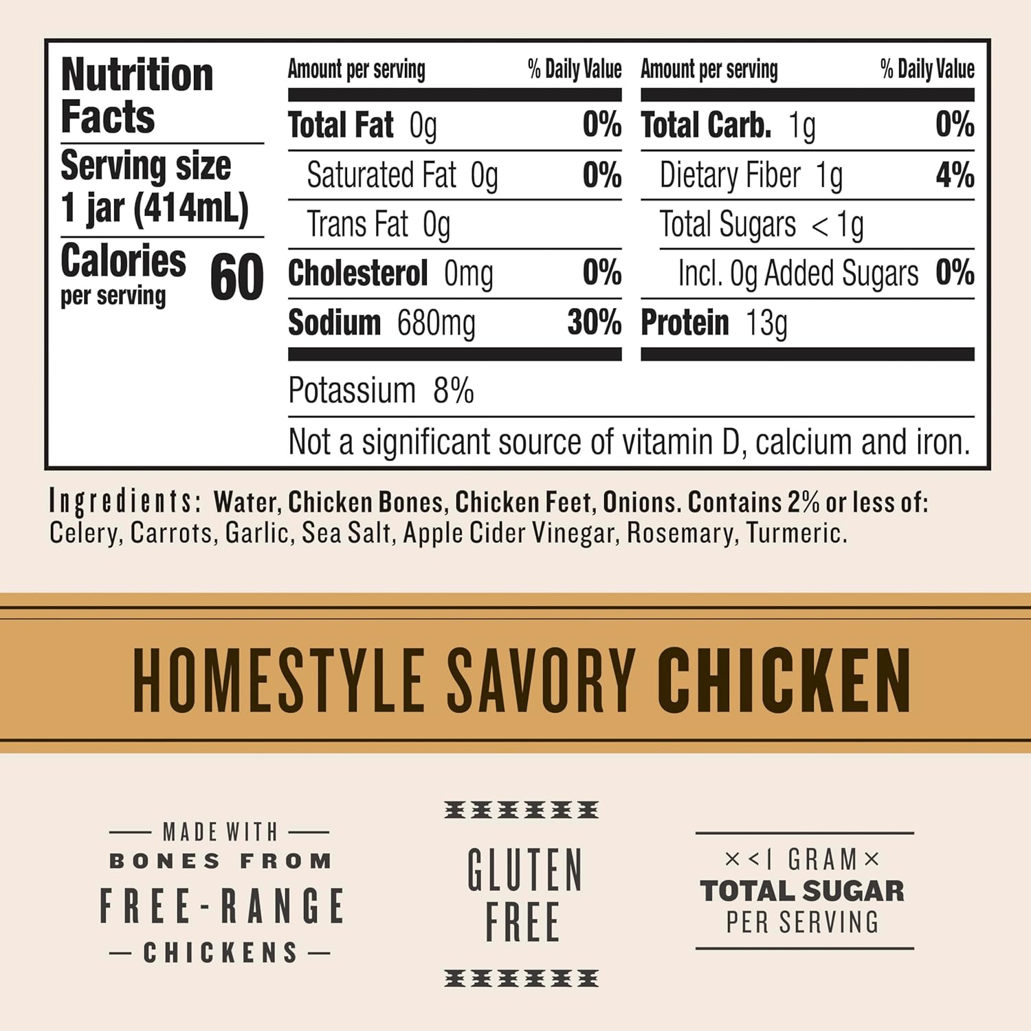 EPIC Bone Broth, Homestyle Savory Chicken, Keto and Paleo Friendly, Whole30 Approved, Gluten Free, 14 fl oz Jar (Pack of 6)