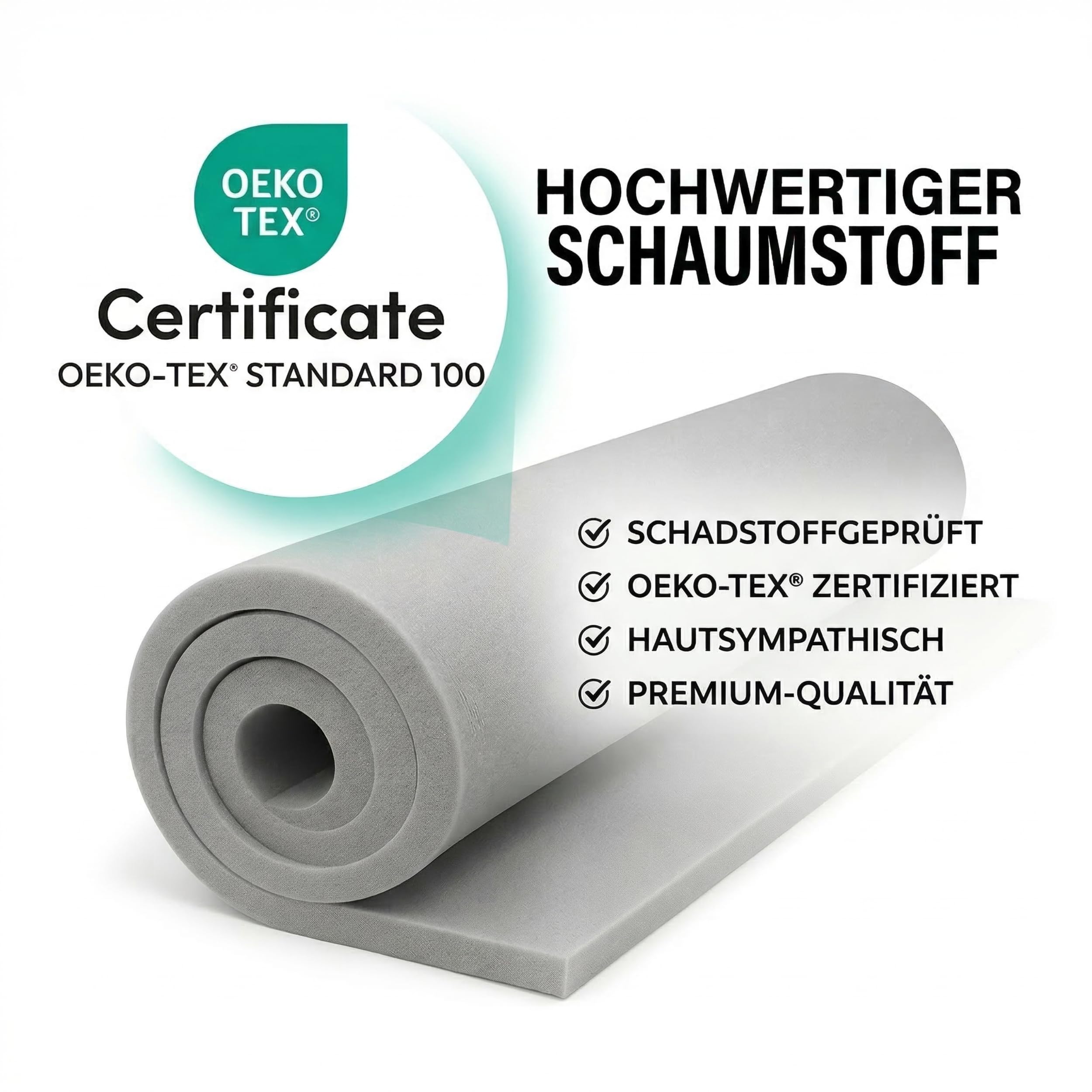 FORTIS POLSTER Schaumstoffplatte RG18/28 60 x 200 x 2 cm Polyurethan zuschneidbar Oeko-TEX Standard 100 EU