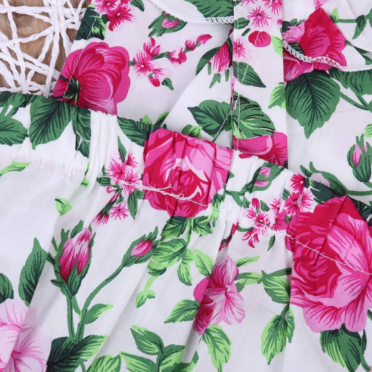 Newborn Kids Baby Girls Clothes Floral Jumpsuit Romper Playsuit Backless Ruffle Headband Sunsuit Outfits B~pink 0-6 Months