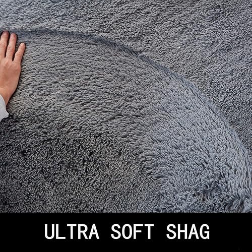 Miniatura 5 de EasyJoy Alfombras súper suaves para sala de estar, alfombras de área para dormitorio, 6 x 9 pies, gris oscuro, alfombra mullida grande para