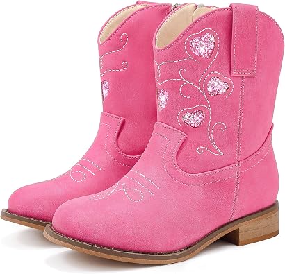 Motasha Toddler Cowgirl Boots Toddler Cowboy Boots Cowgirl Boots For Girls | Zipper,Ankle Toddler Cowgirl Boots,Heart Toddler Girls Cowboy Boots,Cute Kids Boots,Riding Party Birthday Concert Wedding