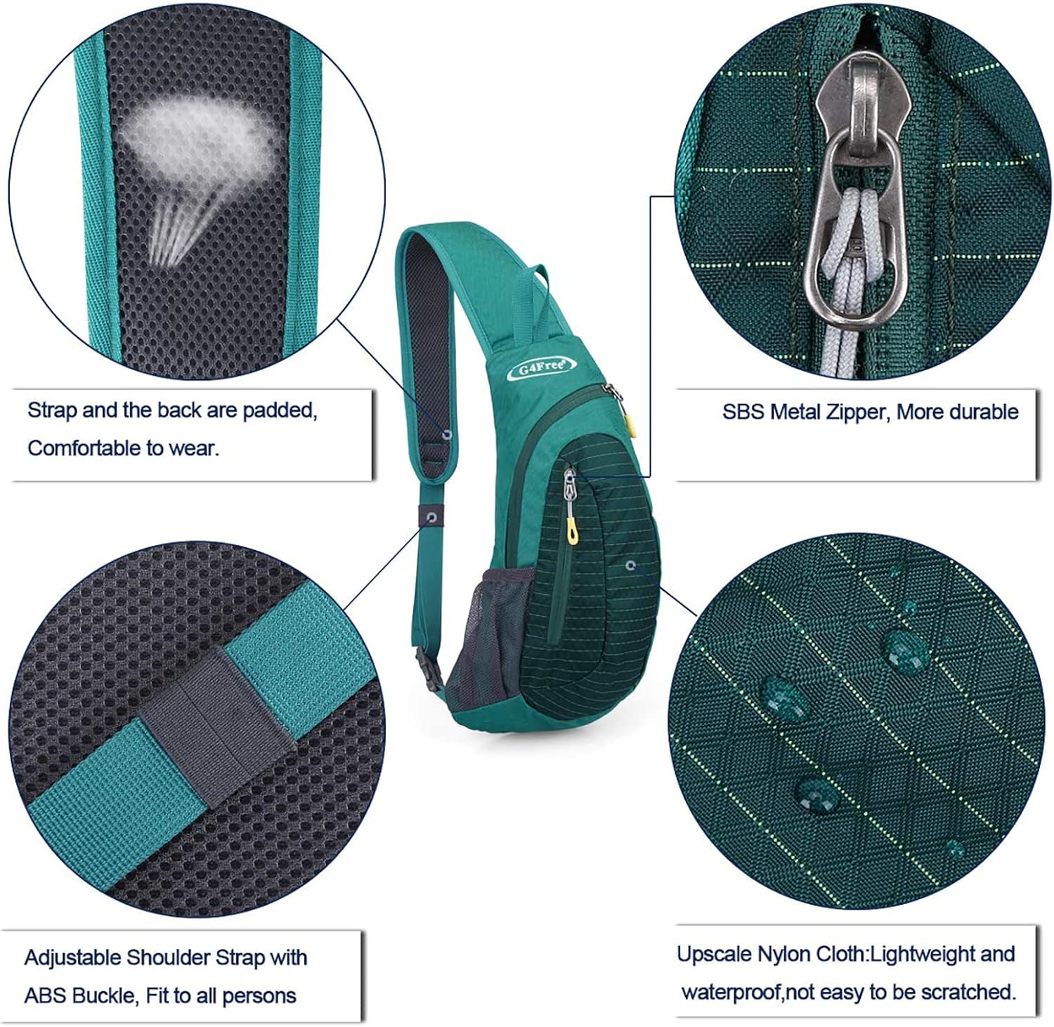 G4Free Sling Bag for Men Women, Small Crossbody Backpack Lightweight Chest Shoulder Bags for Travel, Outdoor and Sports (Mint Green) - Image 5
