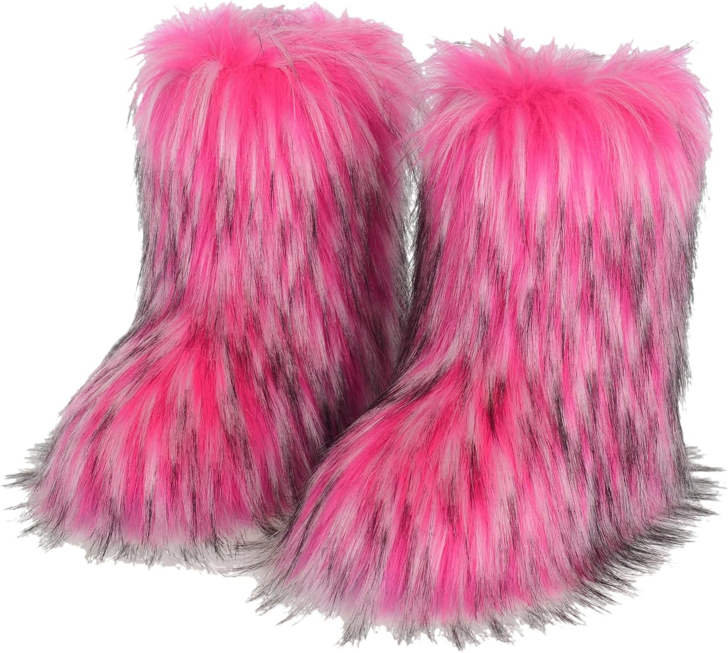 Women'S Faux Fur Boots Winter Furry Fluffy Short Snow Boots | Comfy Warm Mid-Calf Fuzzy Boots Plush Lining Y2k Outdoor Indoor Winter Flat Fur Shoes Round Toe