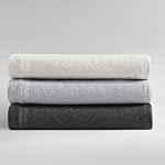 Calvin Klein - Draps de lit Queen, Ensemble de lit en coton Melange Jersey avec poches profondes, Super Soft & Essentiels de literie cozy (Cotton moderne gris/bleu, Reine)