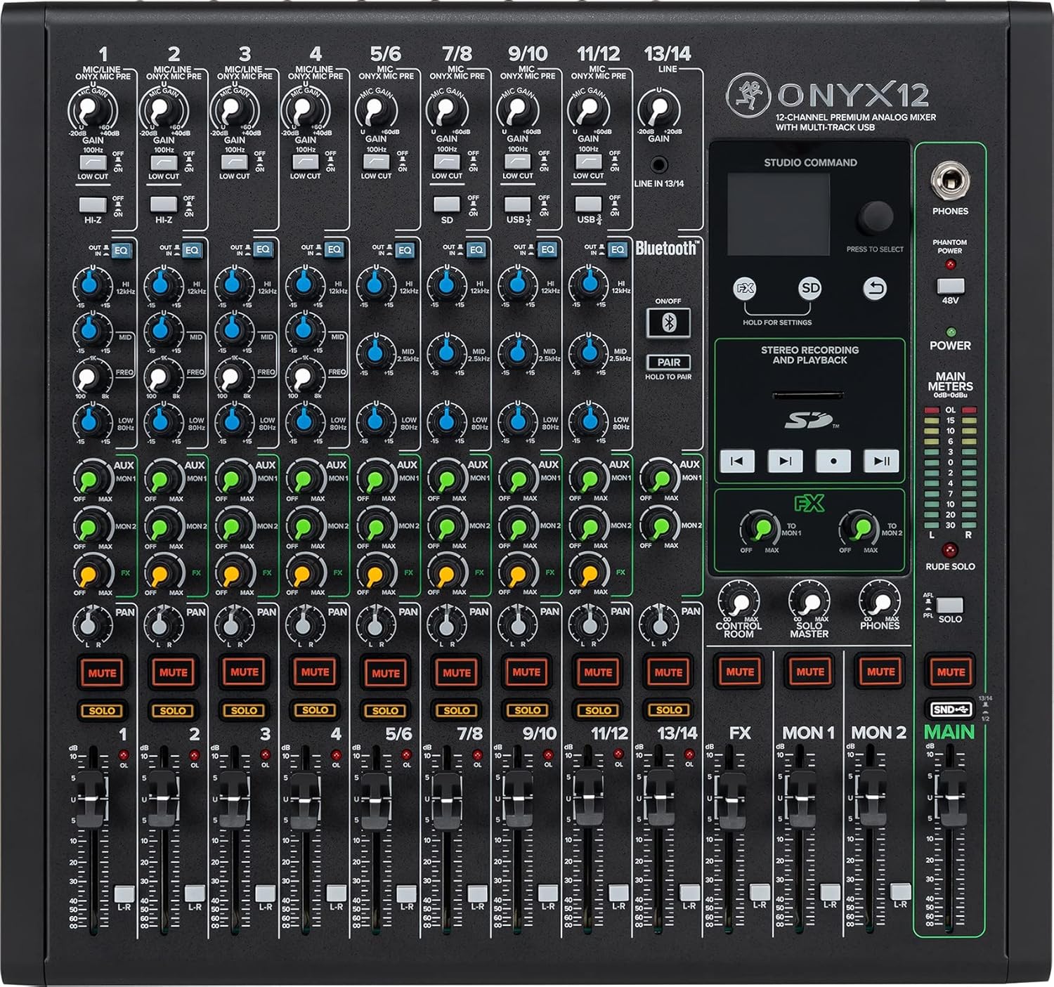 Audiosavings Bundle: Mackie ONYX12 12-Channel Analog Mixer w/Multi-Track USB/3-Band EQ+Bluetooth Bundle with Mackie Onyx12 Carry Bag + Mackie Onyx12 Rack Ear Kit + Mackie Onyx12 Dust Cover (4 Items)