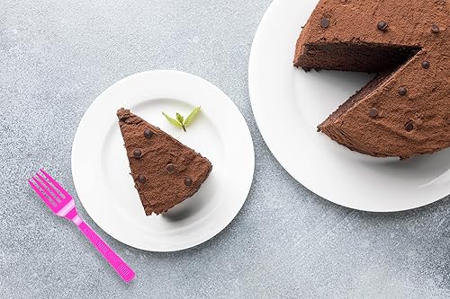 Miniatura 3 de DecorRack Juego de cubiertos de plástico, juego de cubiertos de plástico rosa fucsia para fiestas, juego de 96 piezas de utensilios de plástico