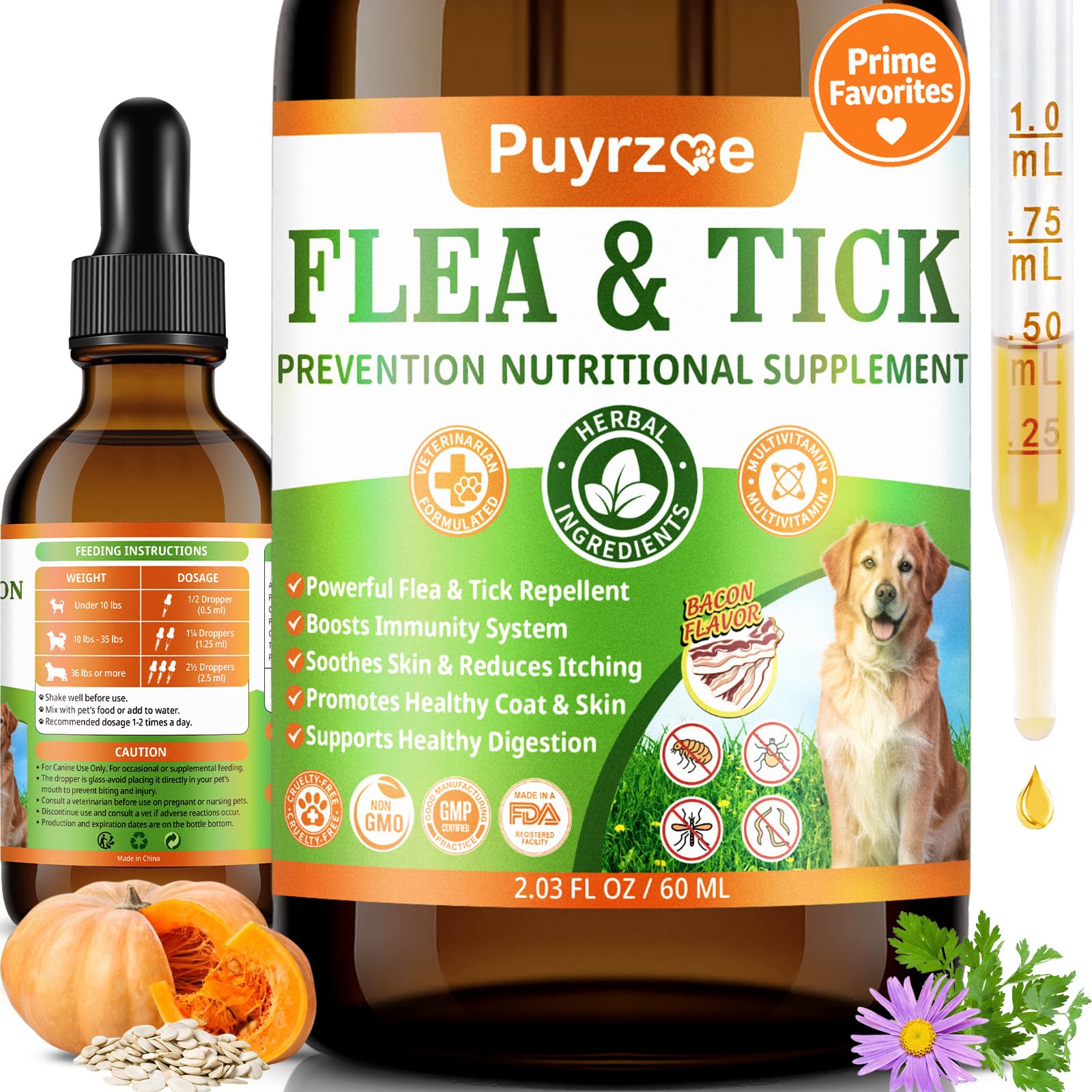 Puyrzoe Flea and Tick Prevention for Dogs, Oral Dog Flea Treatment Drops