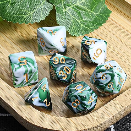 Vista 242 de CiaraQ DND - Juego de dados poliédricos con una bolsa de dados negra para juegos de mesa de rol D&D RPG MTG Rojo mezclado con naranja + purpurina