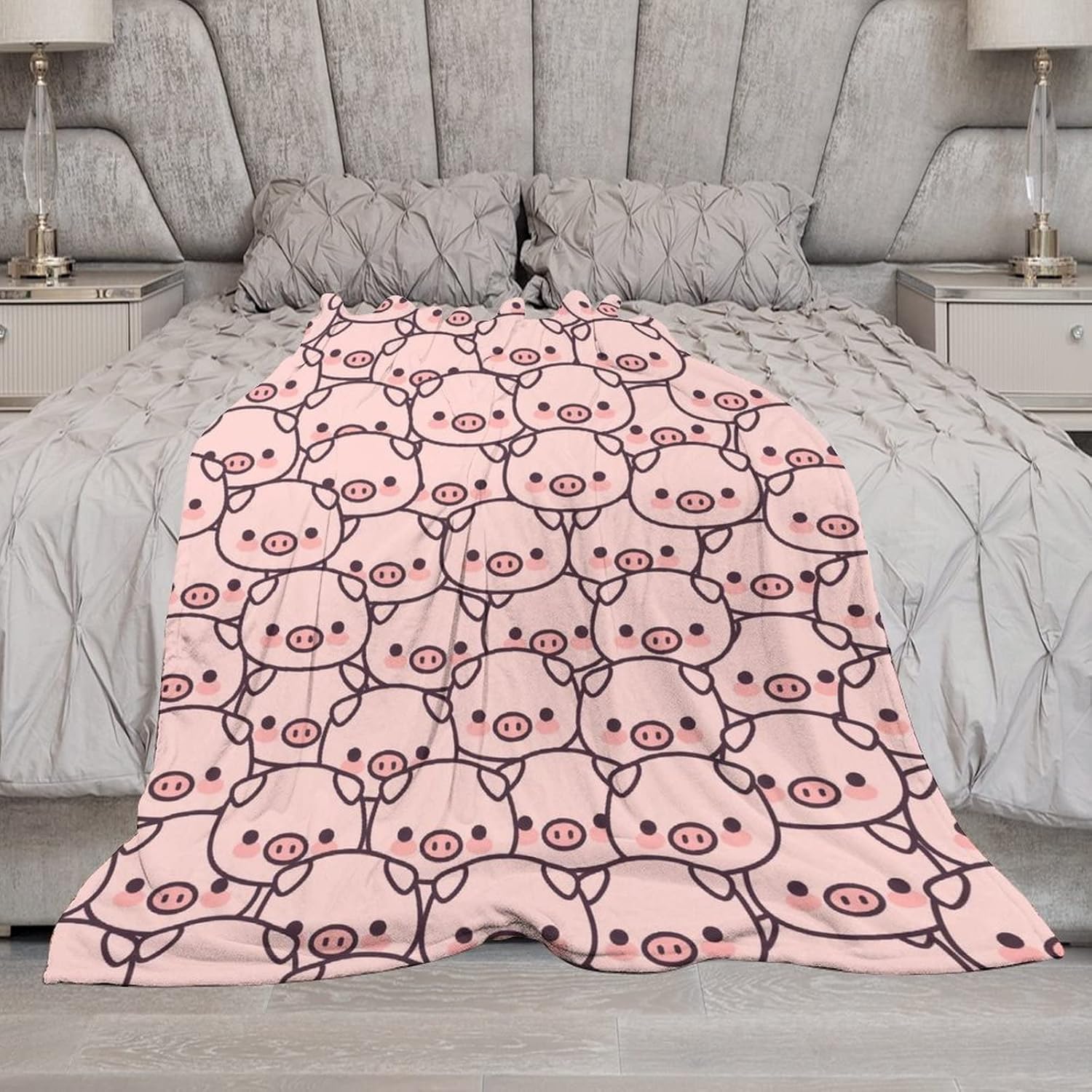 Pig Blanket Gifts, 50"x60" Flannel Fleece Throw Blanket Soft for Girls Boys Adults, Lightweight, Comfortable, Warm Cute Pig Themed Blanket for Bed Couch