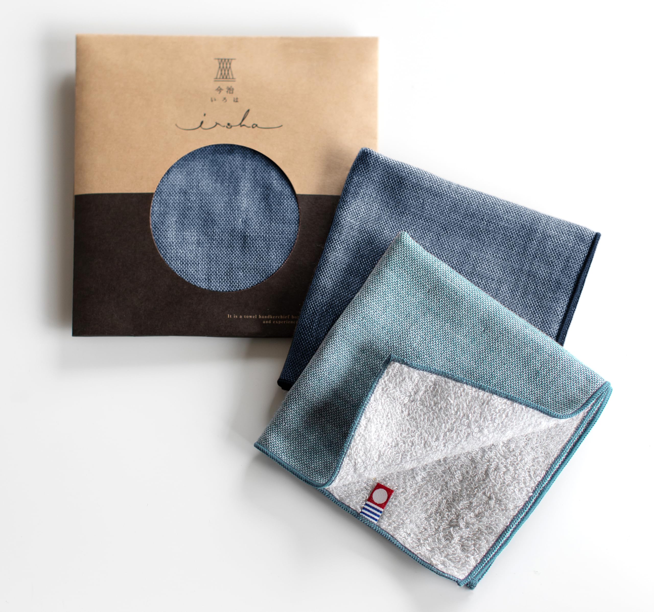Top Factory Imabari Imabari Towel Handkerchief, Men's and Women's, 9.8 x 9.8 in. (25 x 25 cm), Gift, Brand, Cotton, Set, Imabari Iroha, Plain, Gauze, Set B, Set of 2 (Dark Blue & Light Blue) : Home & 