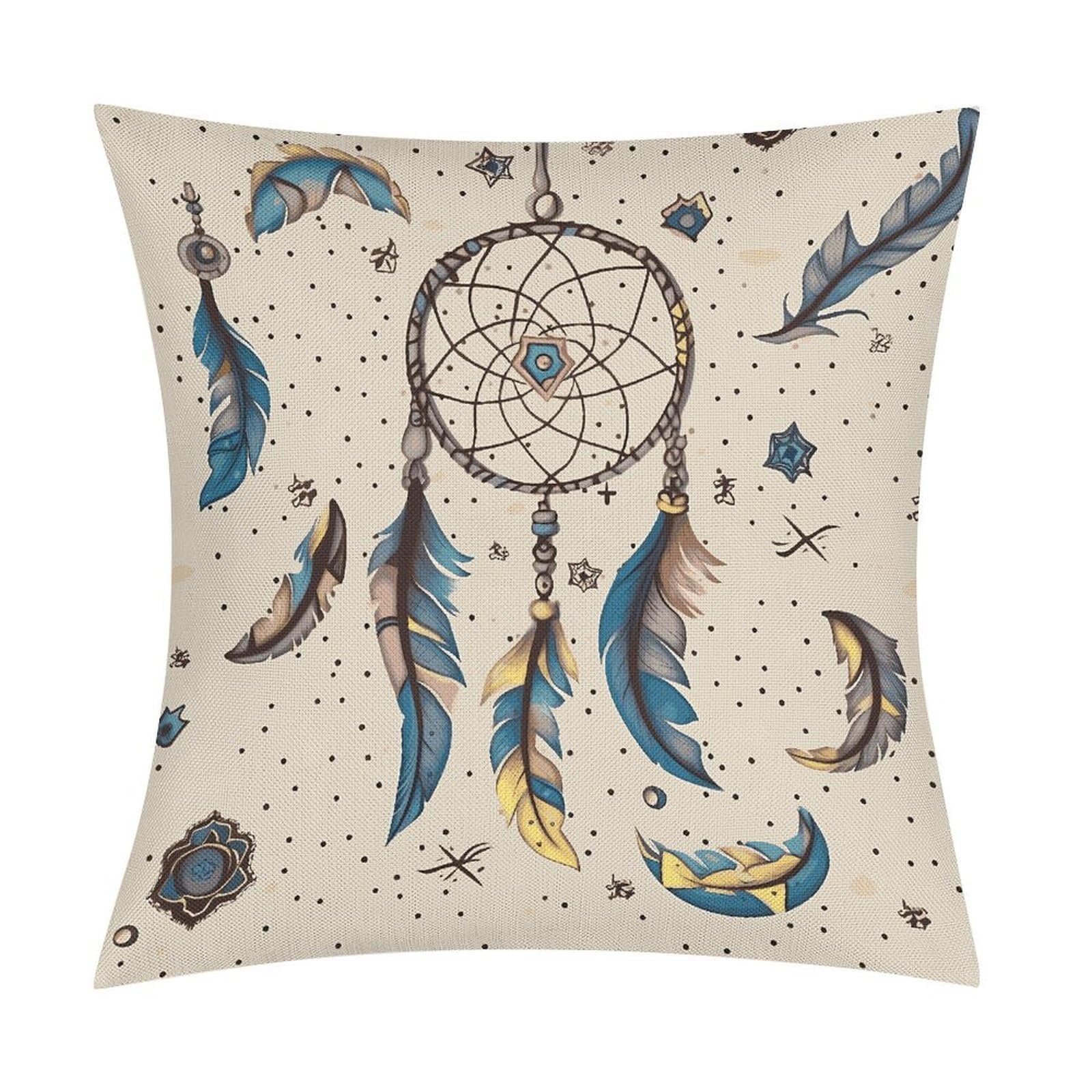 Fodpand Style Dream Catcher And Moon Pillow Covers 18X18 Inch, Pillow Cases Boho Farmhouse, Throw Pillow Covers For Couch Sofa Bed Spring Home Decor