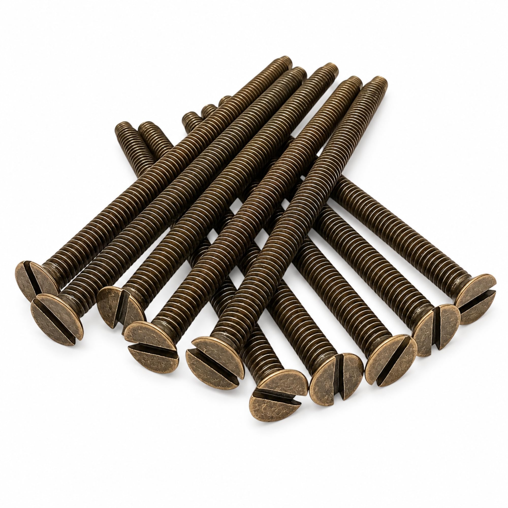 M3.5 x 75mm Antique Brass Flat Head Electrical Machine Screws - Pack of 10