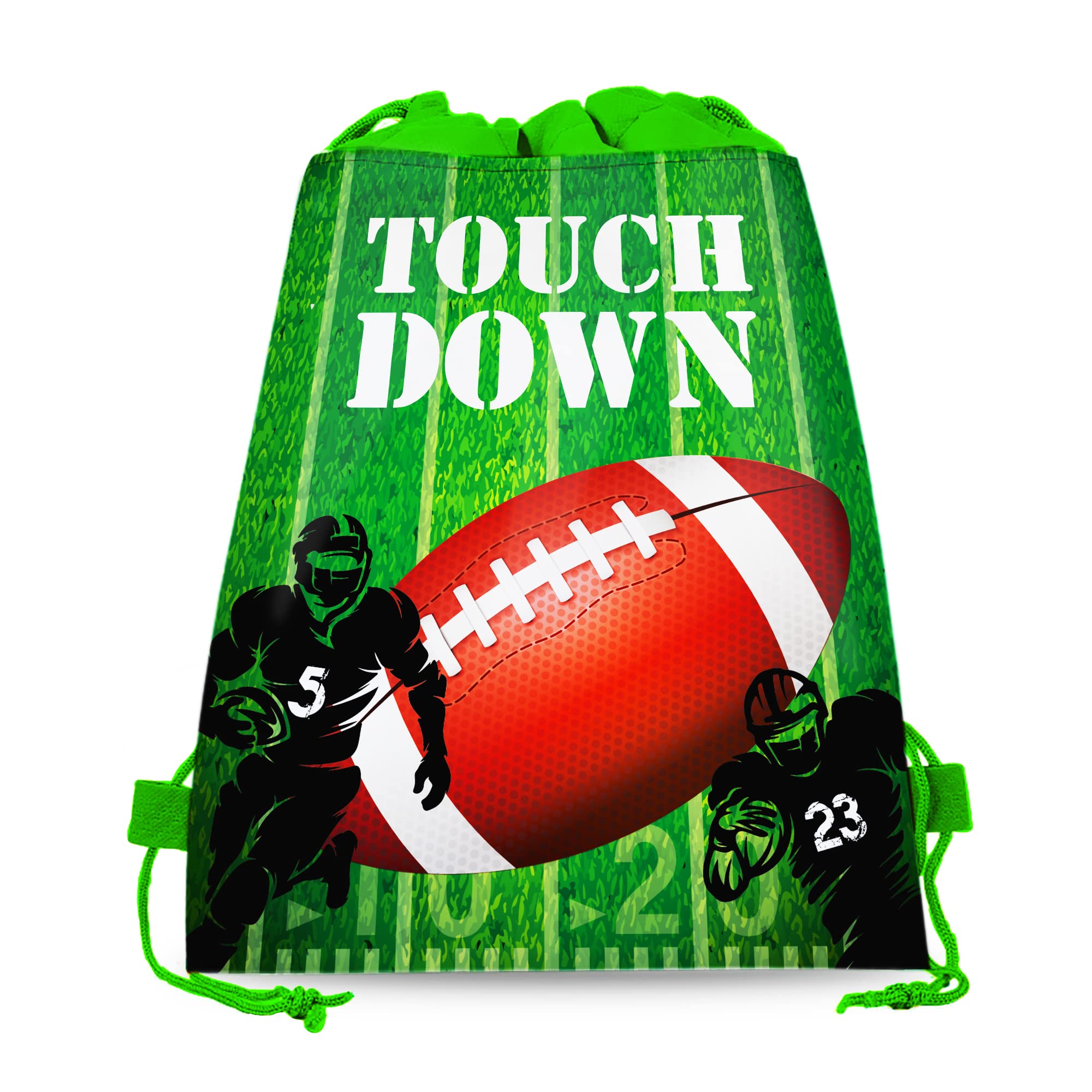 CC HOME 12 Pack Football Drawstring Party Bags,Football Gift Candy Treat Bags,Football Party Favor Bags for Kids Girls Boys Birthday Party,Football Theme Baby Decorations 10.6 x 13.4inches