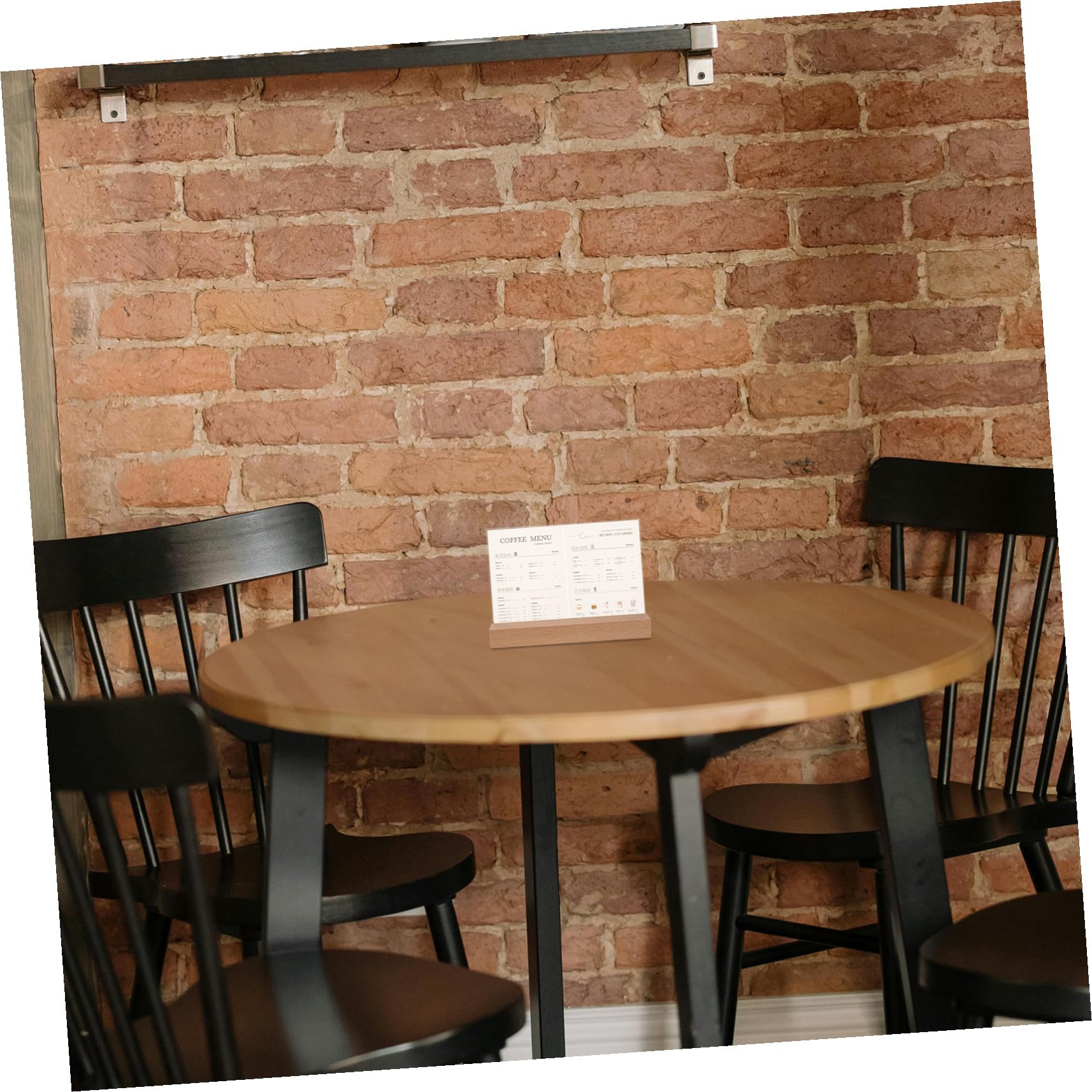 Homoyoyo 5 Soportes para Letreros de Mesa de Acrílico Transparente con Base de Madera, Protección contra Manchas, Ideales para Restaurantes y Hoteles
