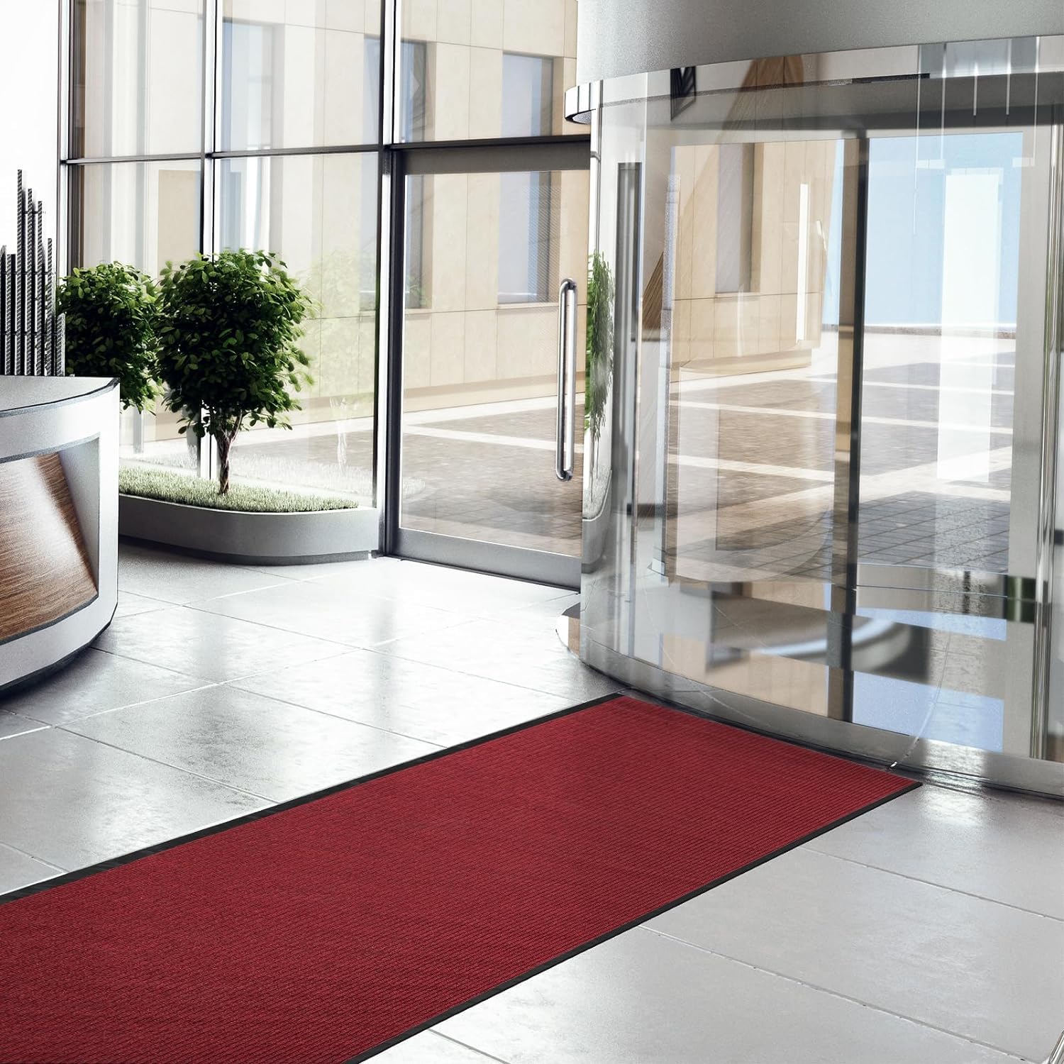 Paillasson antidérapant - 90 cm x 300 cm - Épaisseur : 7 mm - Pour extérieur et intérieur - Tapis de sol professionnel antidérapant - Tapis de porte - Tapis de cuisine
