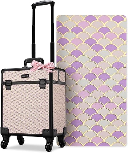 Vista 80 de BYOOTIQUE Cosmetology - Estuche rodante para almacenamiento de uñas, carrito de almacenamiento para maquillaje, maleta de peluquería de viaje