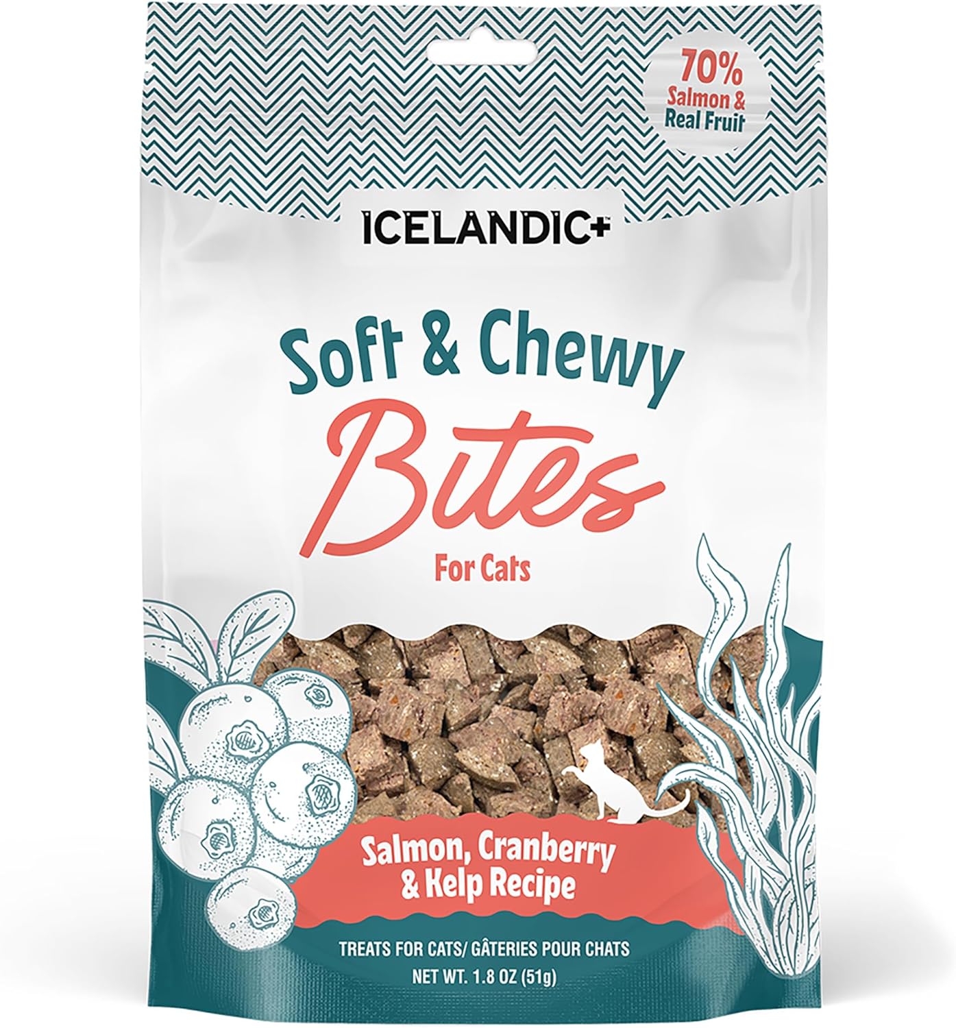 Golosinas para gatos Icelandic+ Salmon & Cranberry 1.8oz
