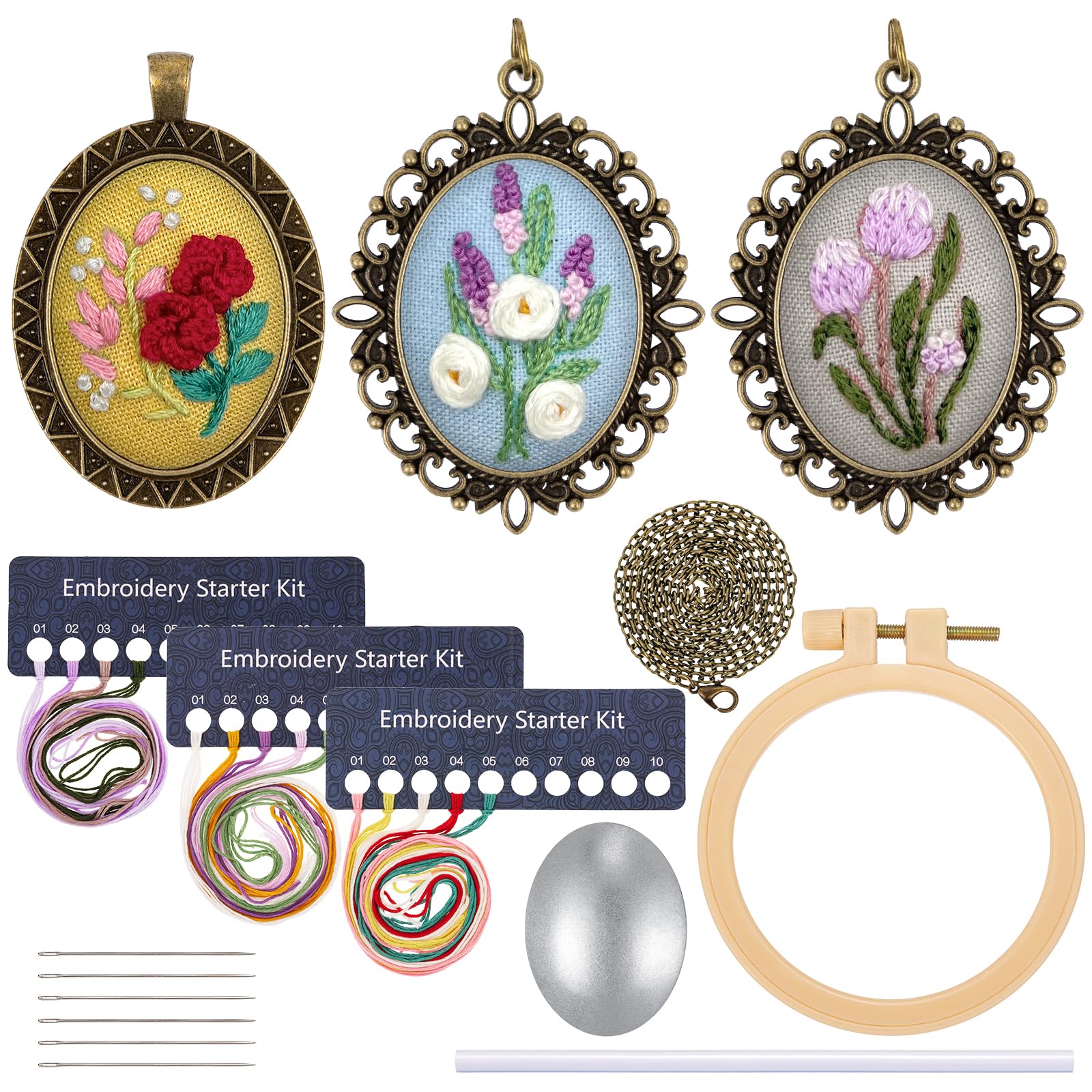 Kit Broderie Pendentif JSRQT - 3 Modèles Vintage Pour Bijoux DIY