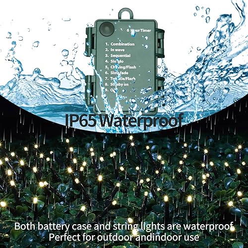 Miniatura 3 de LAMPHOME Tira de luces LED de 34.1 pies con 100 luces LED para árbol de Navidad para interiores y exteriores, con temporizador, 8 modos, cable verde