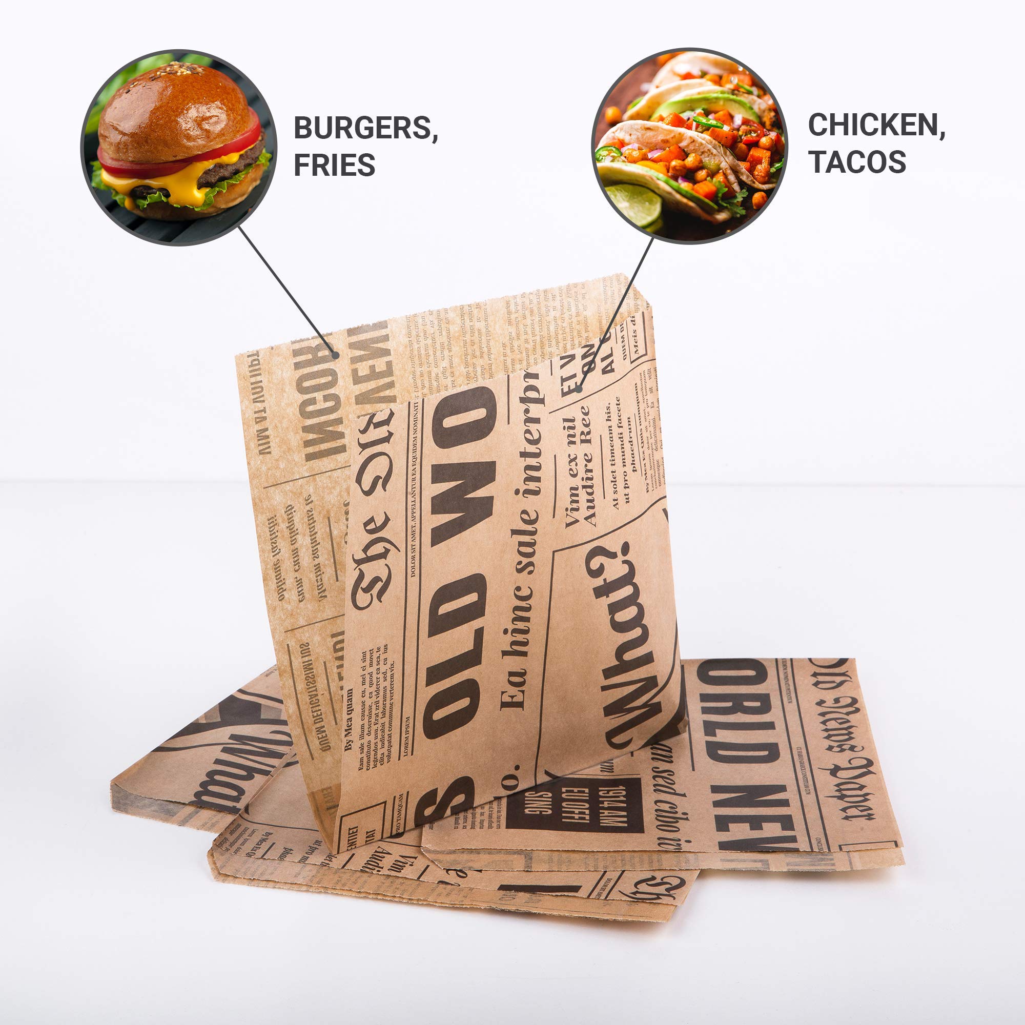 Oldnews Craft 150 x 150 mm Paper Sack Bags Contenitore per il pranzo cibo hamburger patatine fritte (400)