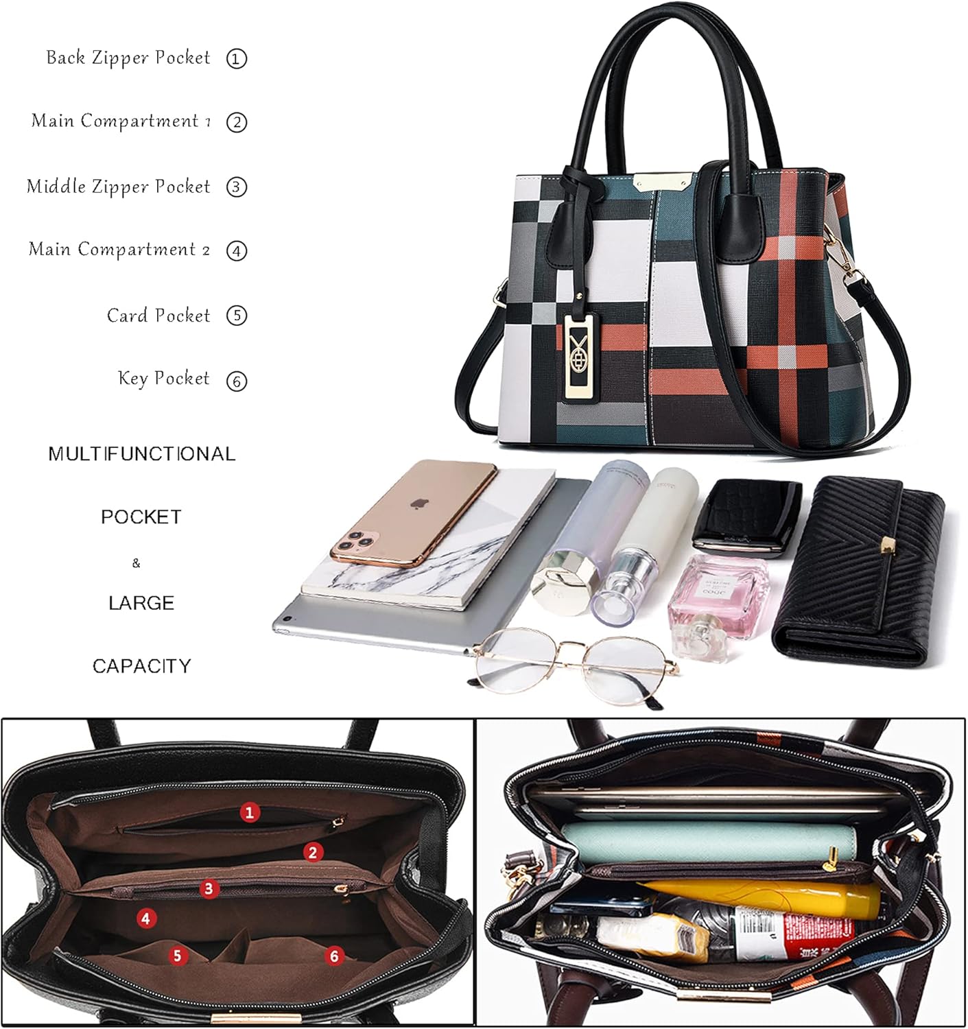 CHICAROUSAL Purses and Handbags for Women Leather Crossbody Bags Women's Tote Shoulder Bag - Image 6