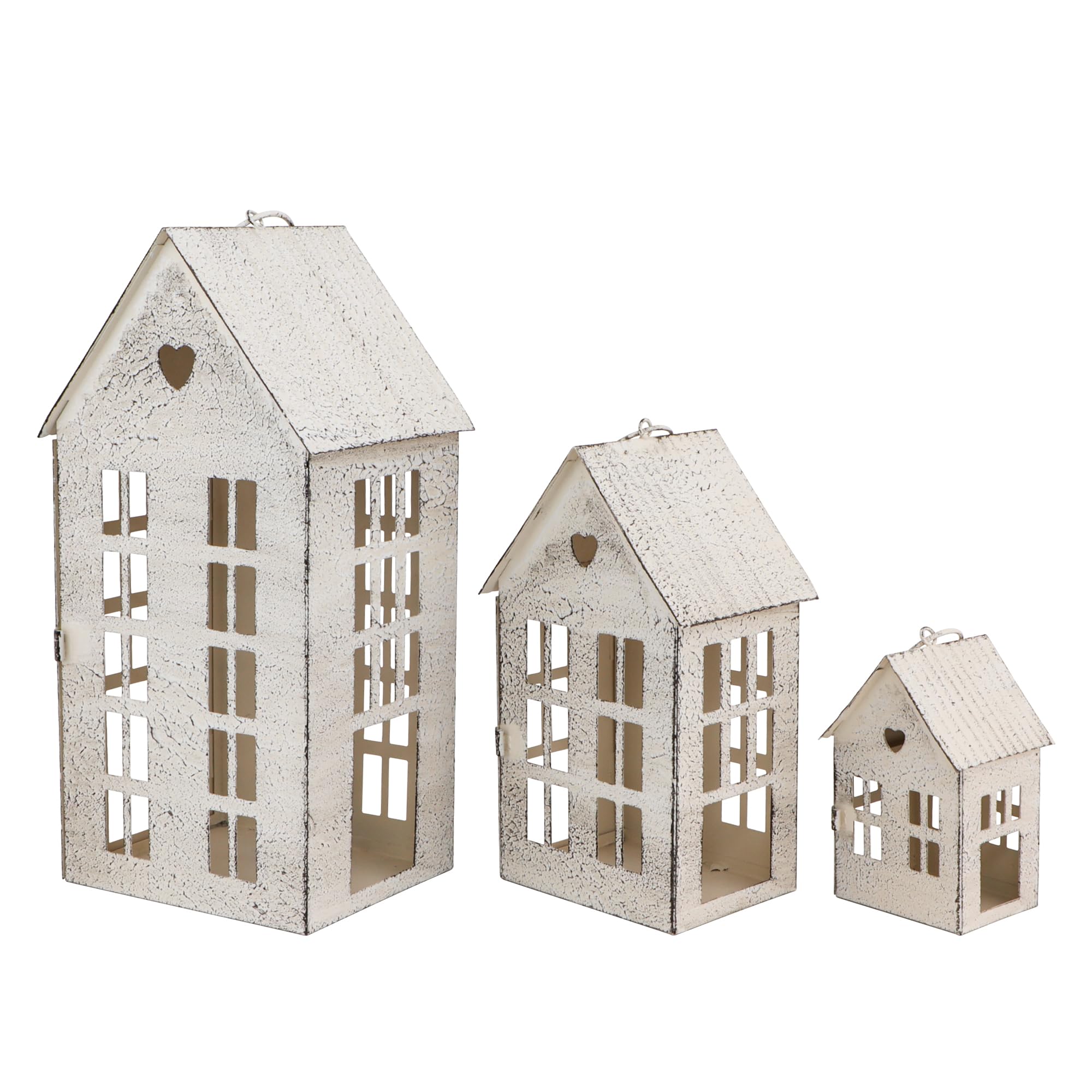 TRIROCKS 3 faroles decorativos para repisa de chimenea, 13.5 pulgadas, 9.5 y 5.5 pulgadas de alto, portavelas para decoración del hogar, patio, boda, fiestas, adornos para interiores y exteriores