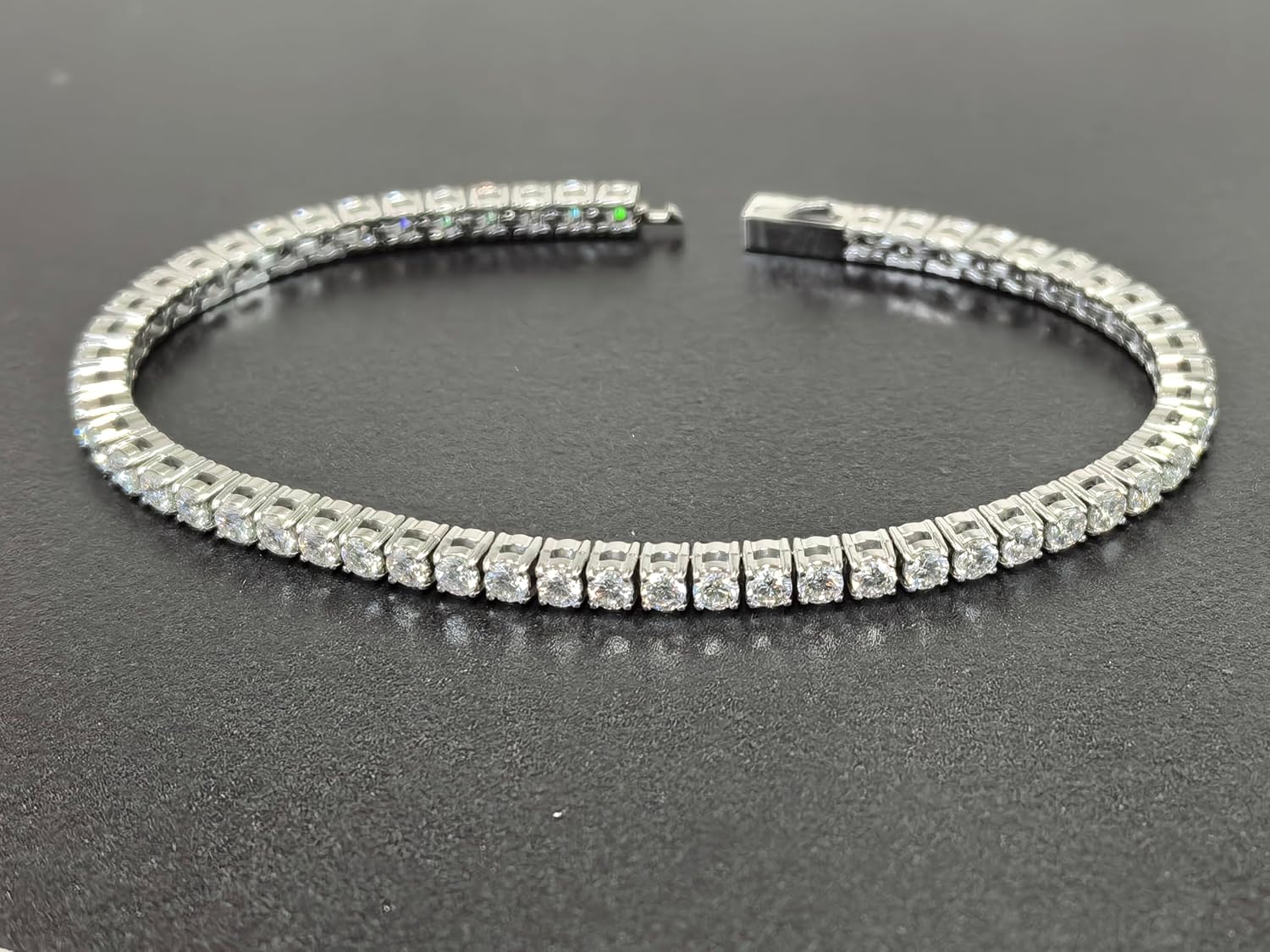 316L Stainless Steel Moissanite Tennis Bracelet for Women Men, 3/4/5MM D Color VVS1 Round Lab Created Moissanite Tennis Chain Bracelets Jewelry Gift image 2