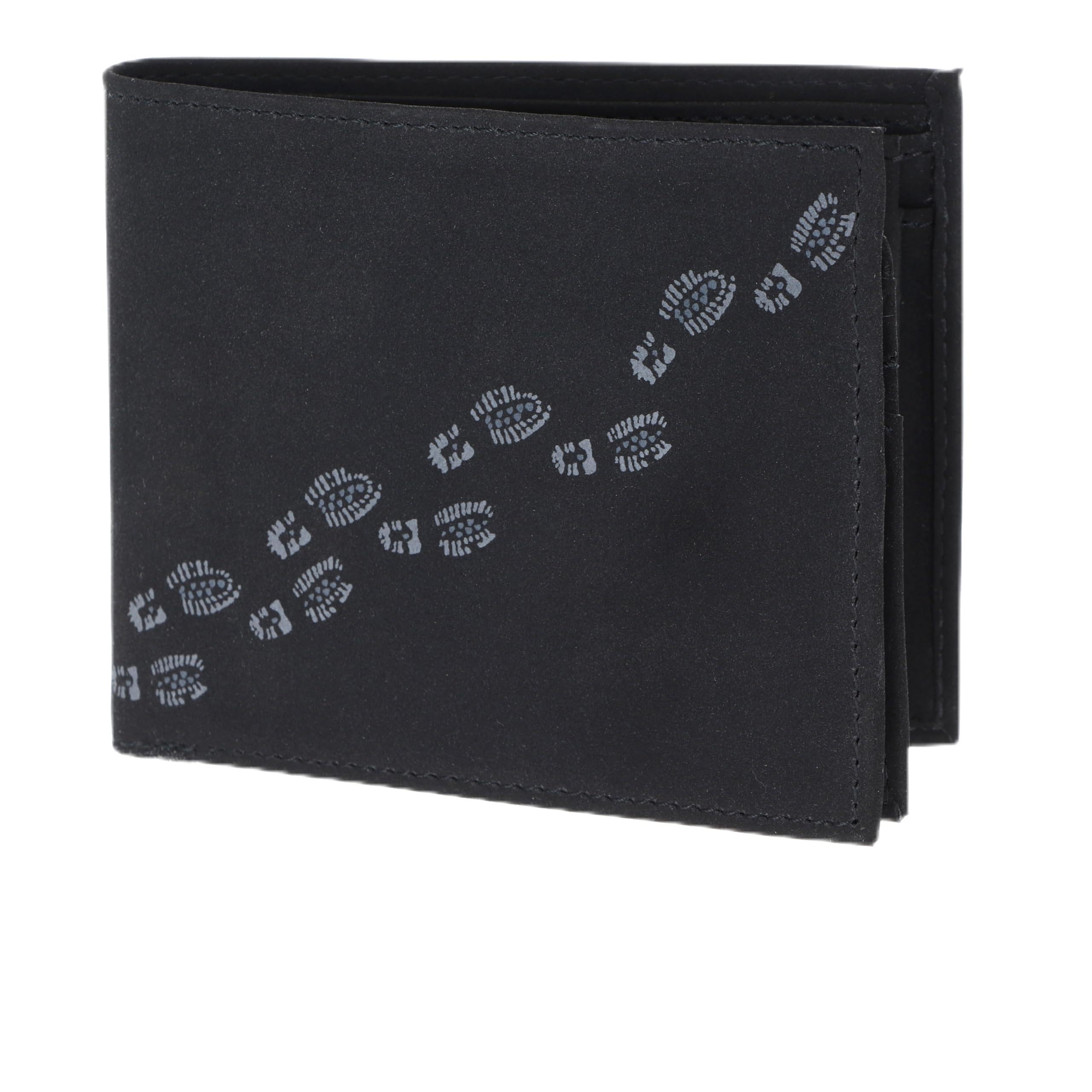 Oxmox Monedero New Cryptan RFID Protect Querscheinbörse Footsteps Print Grey Black Negro