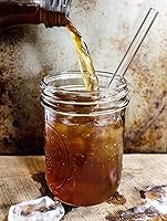 Vista 6 de Hiware, juego de pajitas de vidrio reutilizables, 5 unidades con cepillo de limpieza, 25 cm x 10 mm, aptas para lavavajillas