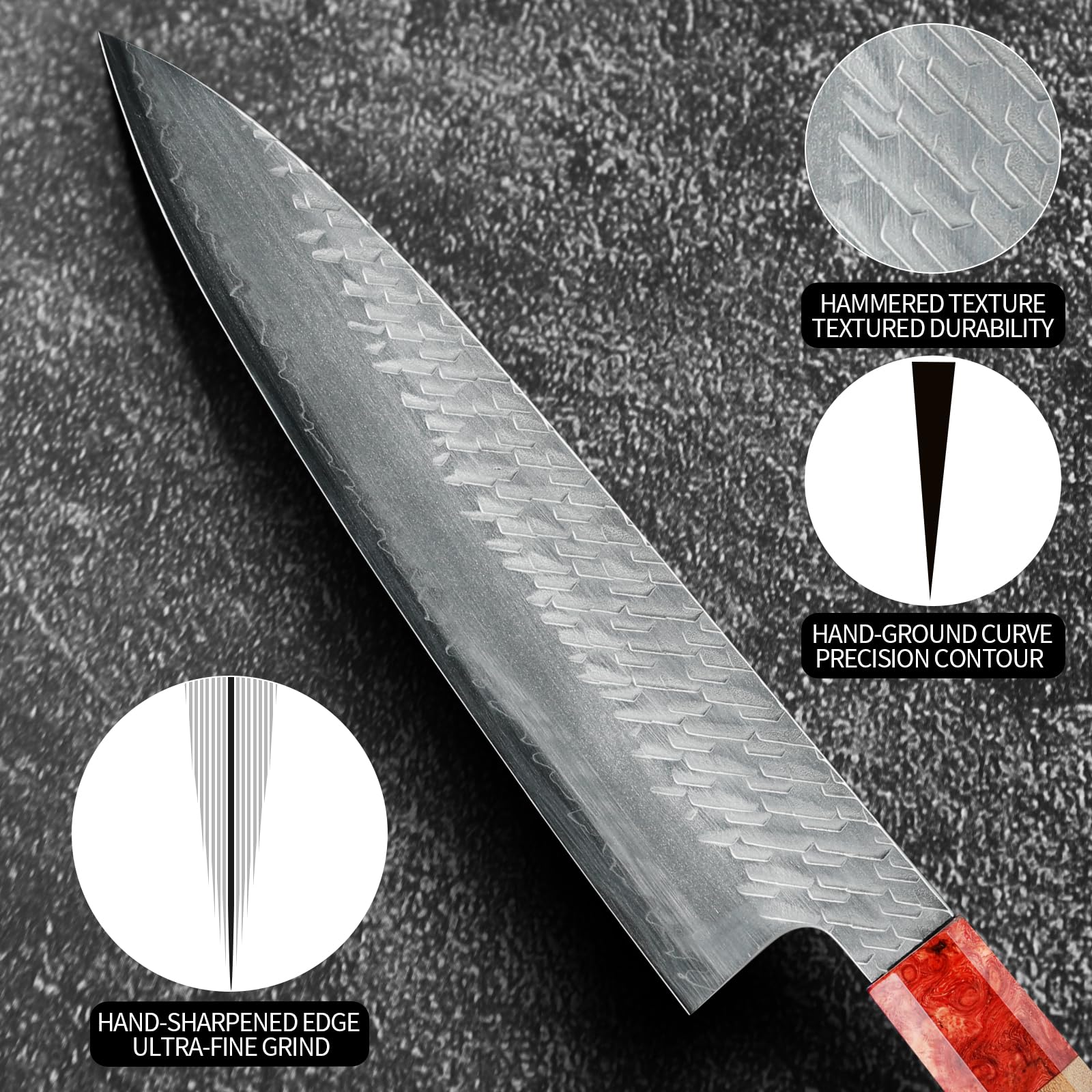 Japanese Chef Knife, 8 Inch Handcrafted 3-Layer SLD Sharp Kitchen Knife — Amazon image 3