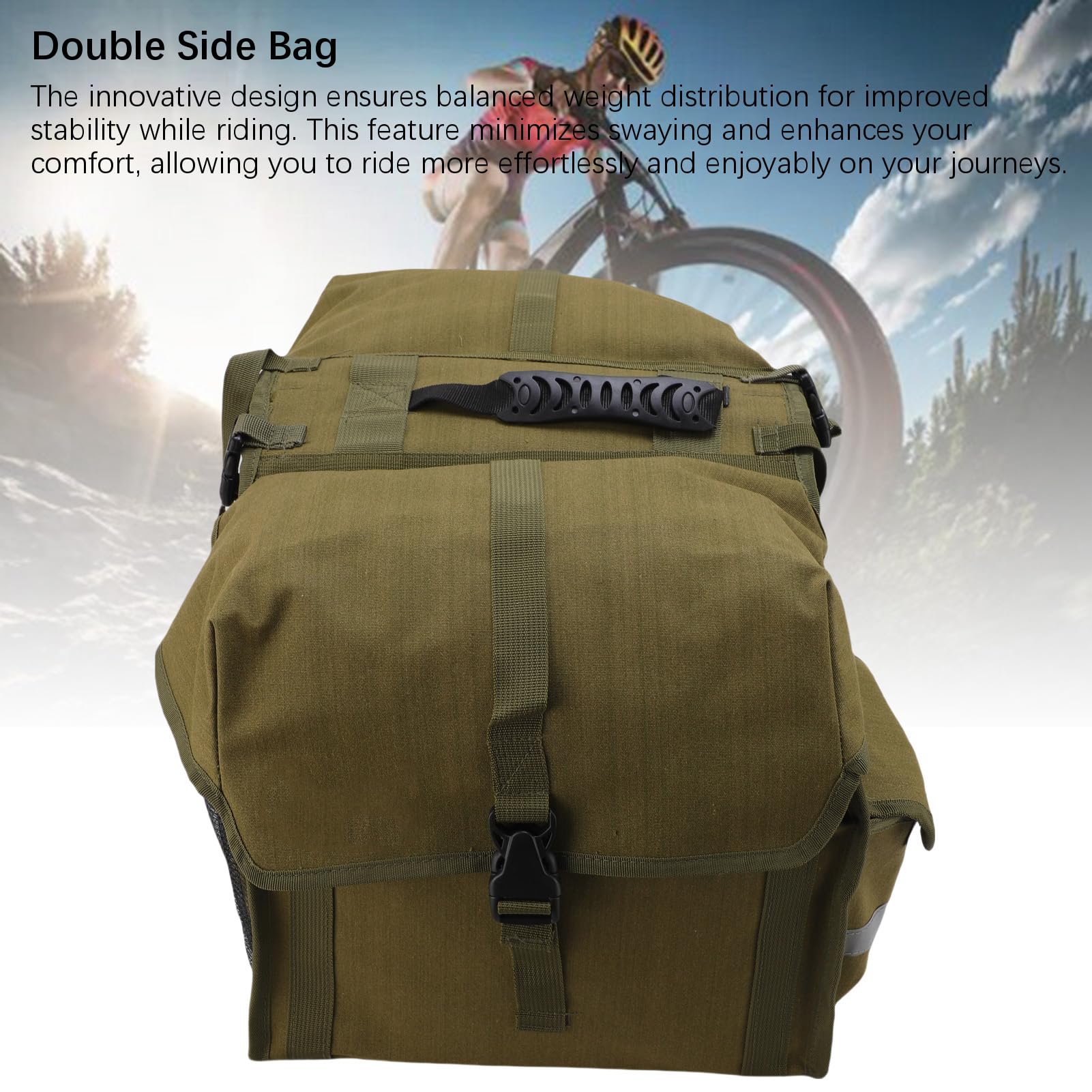 Borsa Doppia per Seggiolino Bici Borsa Laterale Doppia in Tela Impermeabile di Grande capacità per Ciclismo 1 (30 litri)