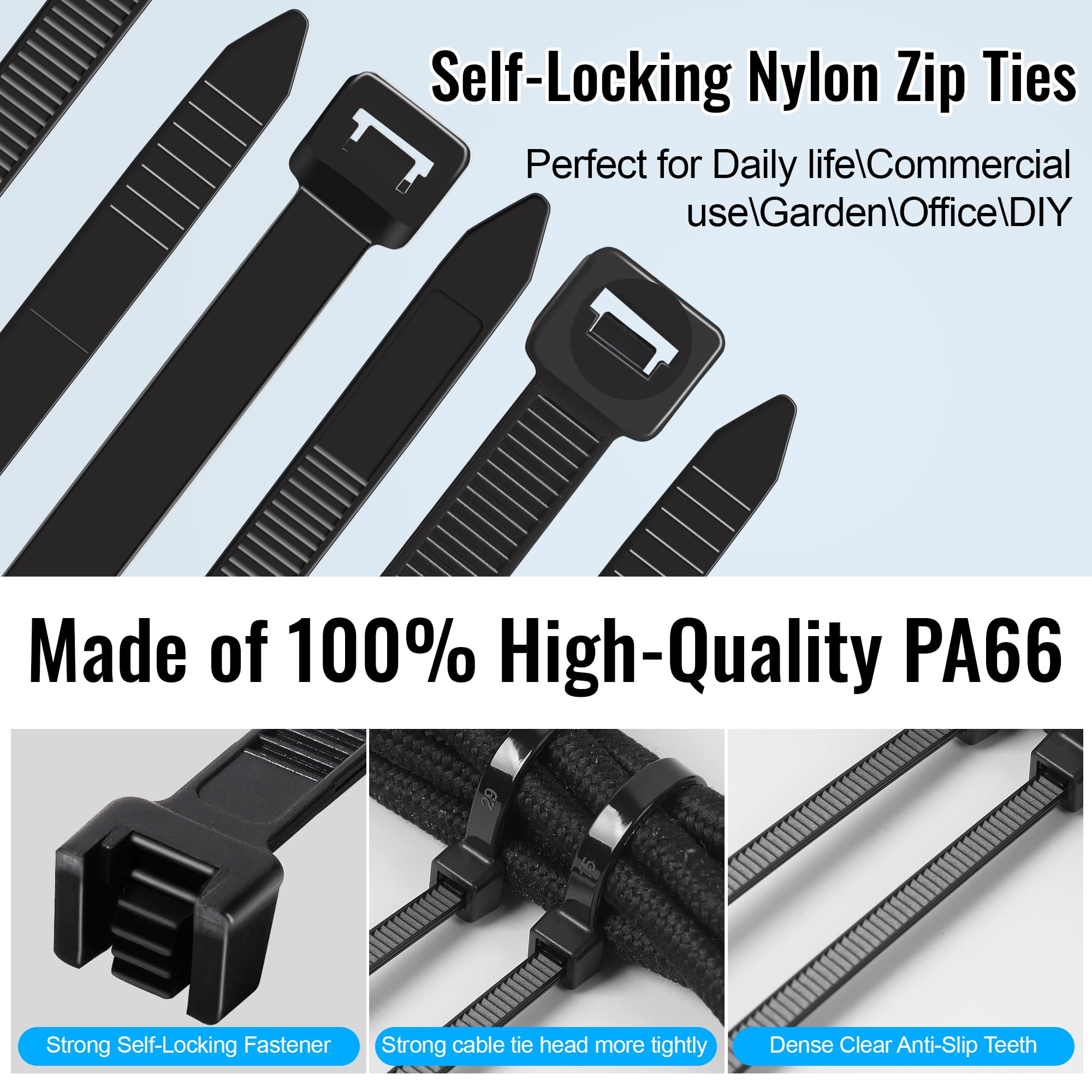 Pack 100 Fascette Universali In Nylon Plastica, Organizzazione Dei Cavi Presa Salda Bianco 3 6x200mm 94379830 - Foto 10