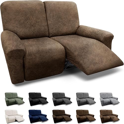 Miniatura 67 de Fundas para sillón con cojines en forma de T de 2 piezas, apariencia de cuero, funda para sofá, funda para silla, protector elástico para muebles,