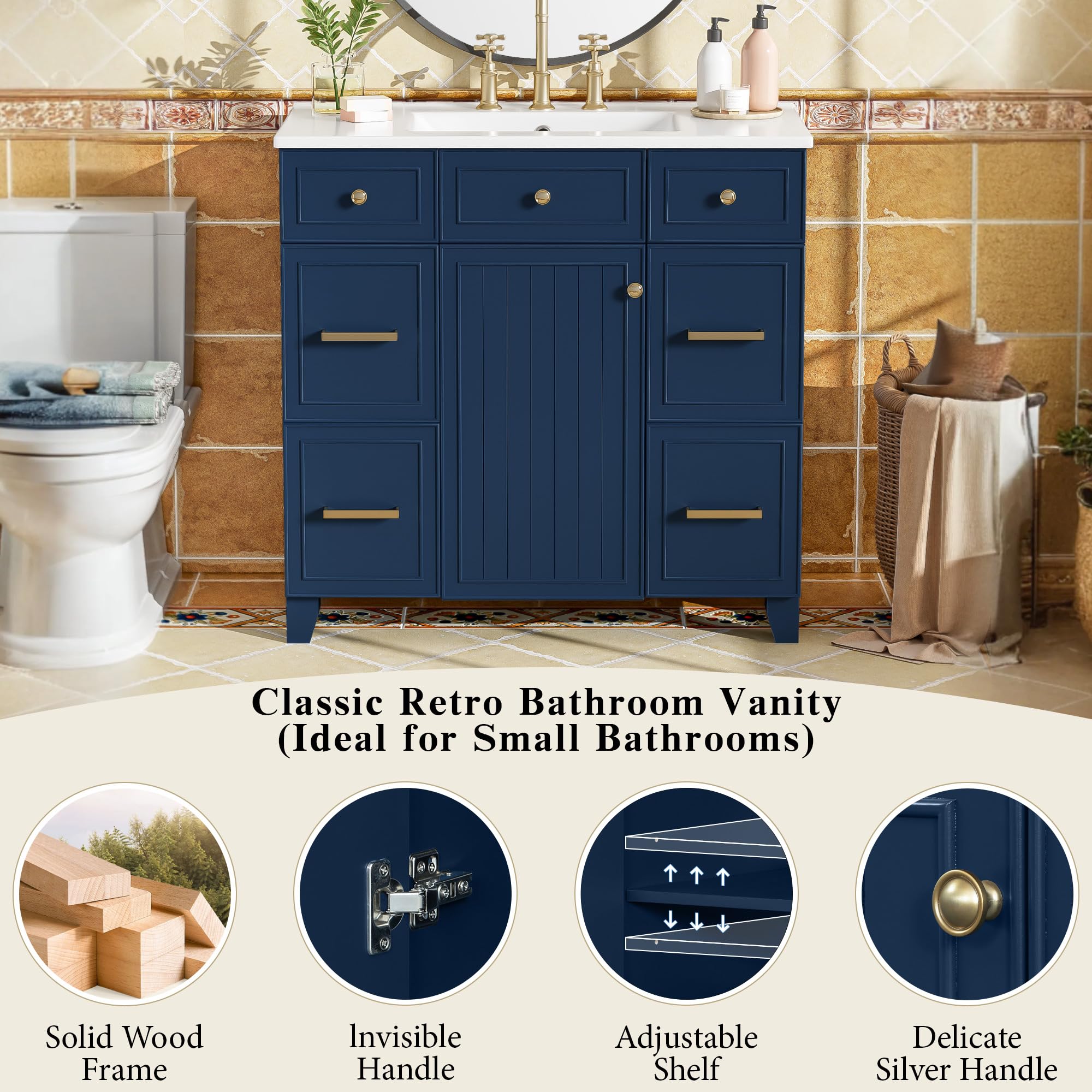 Amazon.com: JIVOIT Bathroom Vanity with Sink Top Combo Set