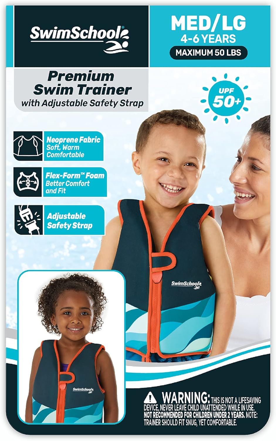 SwimSchool Kids Swim Trainer Vests for Toddlers Ages 2-6 – Boys/Girls – Multiple Colors/Styles – Learn to Swim Floaties
