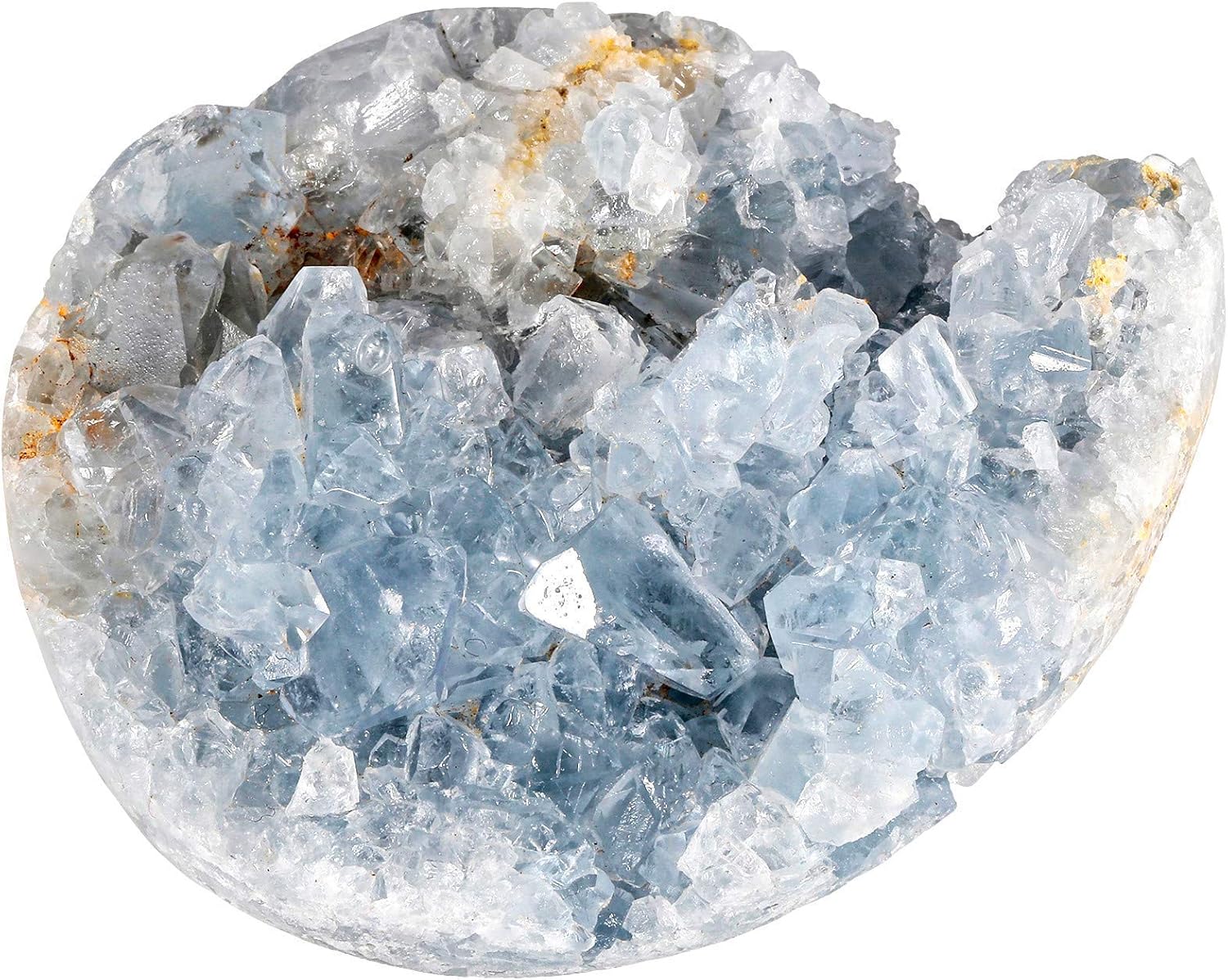 mookaitedecor Set of 2 Natural Celestite Crystal Geode Cluster Irregular Mineral Specimen Stone(0.3lb-0.4lb, 0.48lb-0.6lb)
