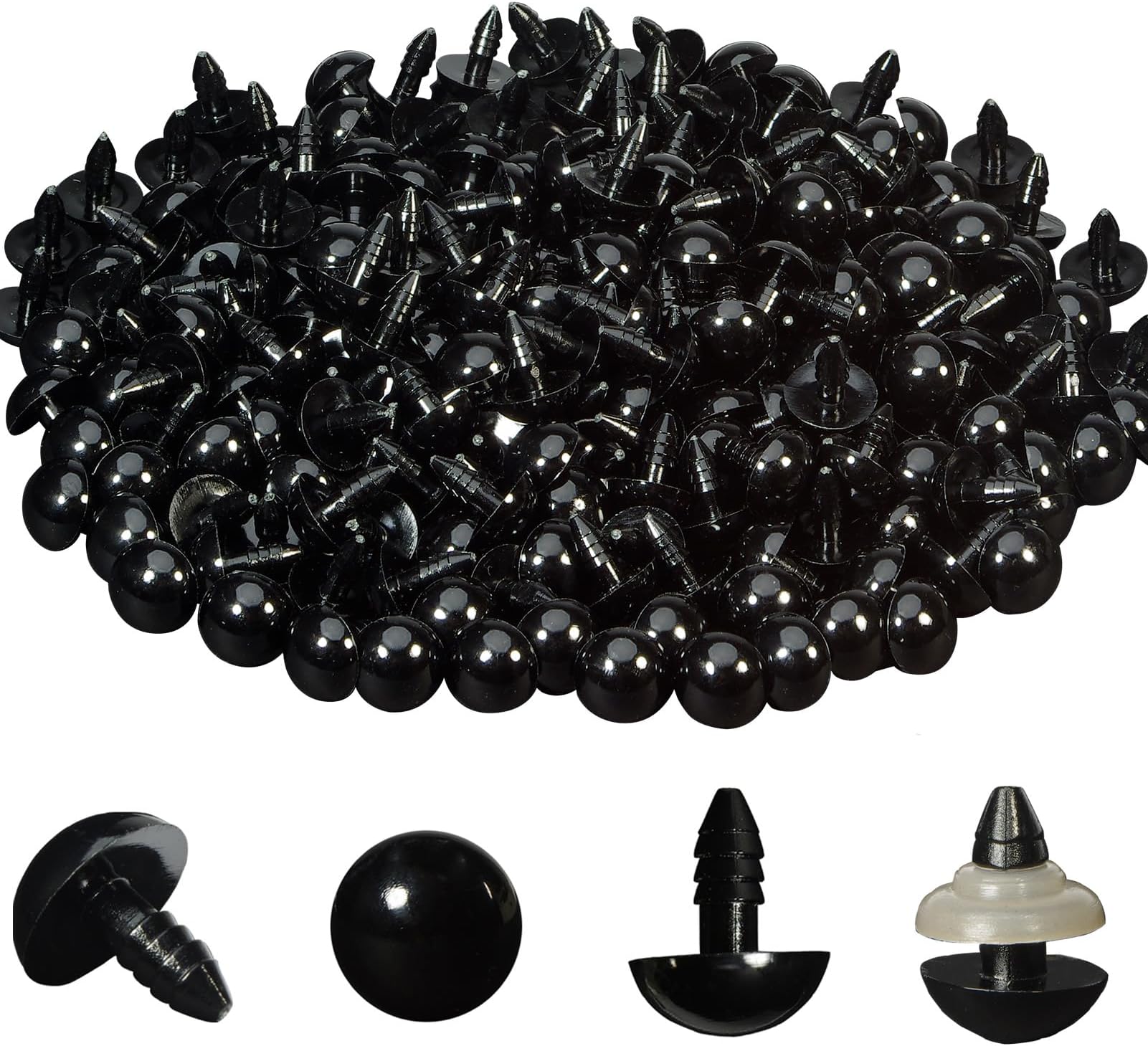 320pcs Include 160pcs 12mm Black Plastic Safety Eyes Crafts Safety Eyes with 160pcs Washers for Amigurumi Crochet Bears Stuffed Animals Doll Making