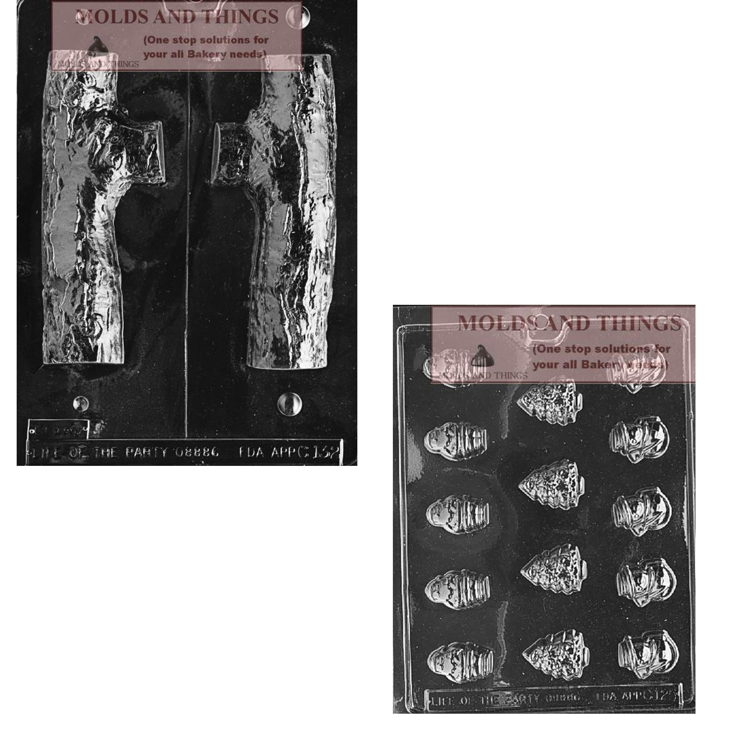 3D Yule Log Chocolate Candy Mold Santa, Snowman & Christmas Tree Candy Chocolate Mold – Christmas Holiday – Reusable Clear Mold for Christmas Treats, DIY Gifts, Baking & Crafts