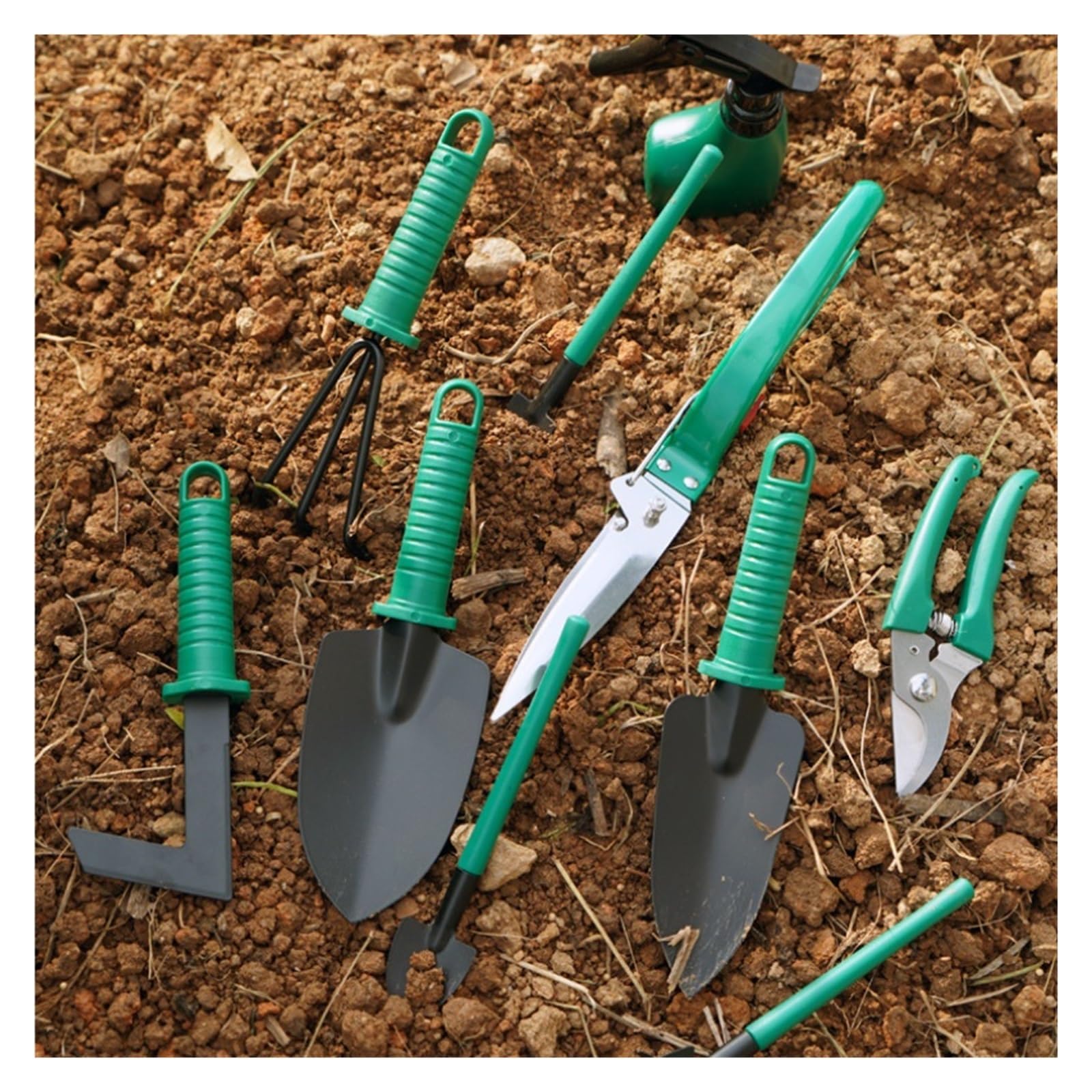 Attrezzi da Giardinaggio in ghisa, Set Attrezzi da Giardino Verde Nero 10 Pz con Custodia(10 Piece Set)