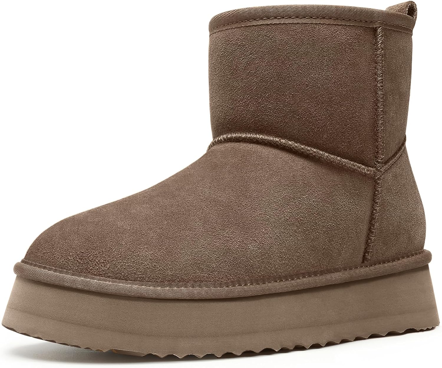 Litfun Suede Platform Mini Boots for Women Genuine Leather Fuzzy Ankle Winter Snow Boots with Fur Lined